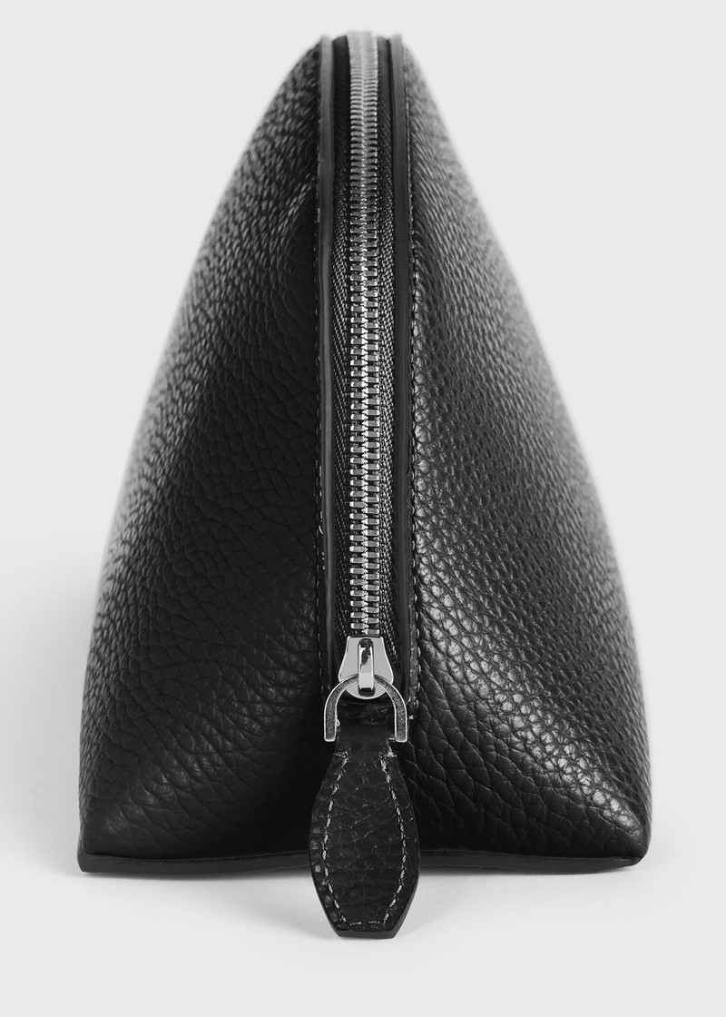 Small grained-leather day pouch black 6