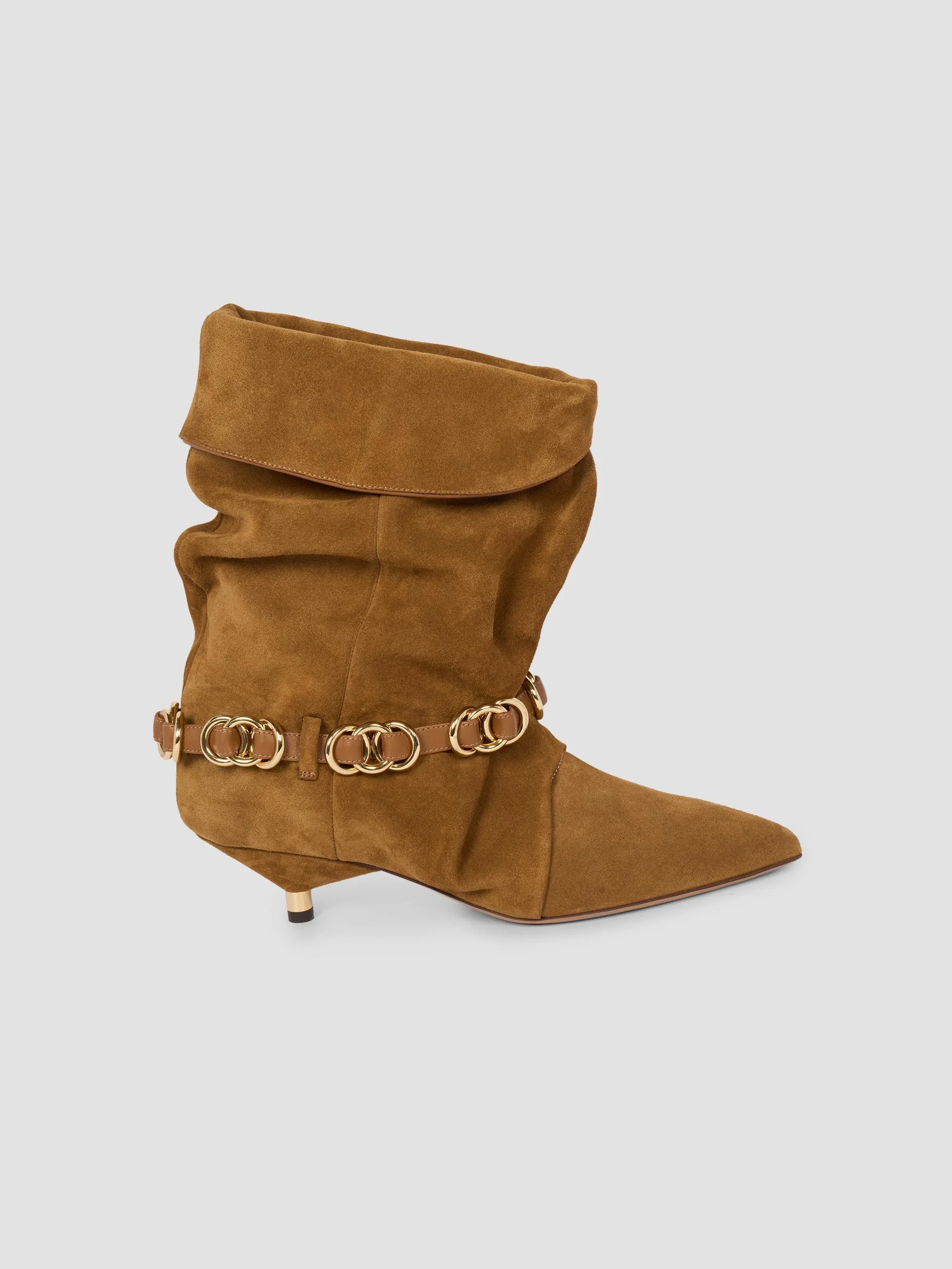 Women's Edrik Rings 45MM Suede Ankle Boots - Cognac - 1