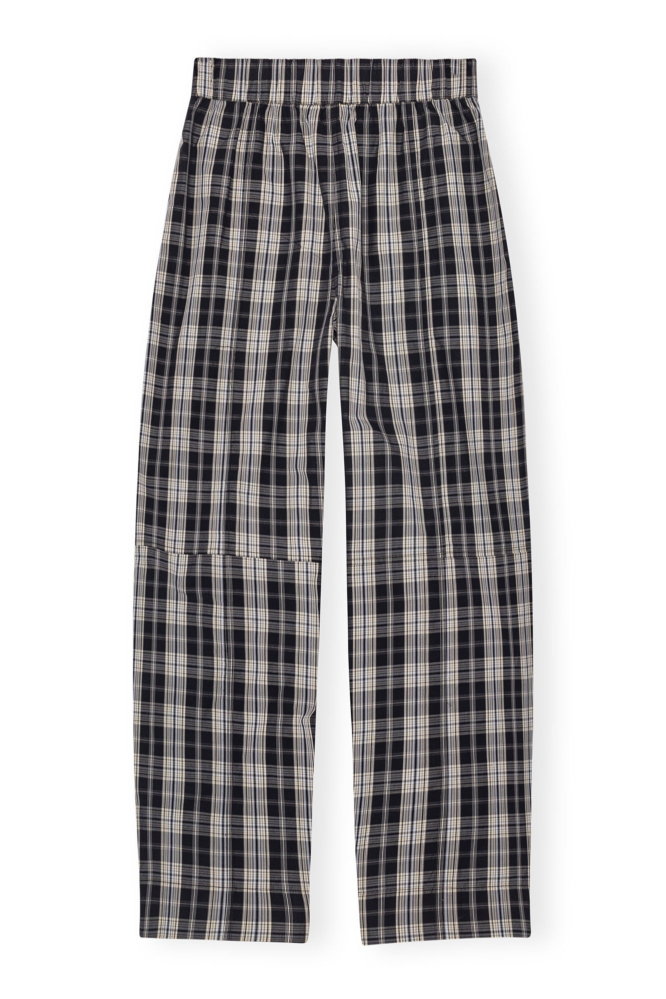 CHECKERED COTTON ELASTICATED CURVE PANTS - 1