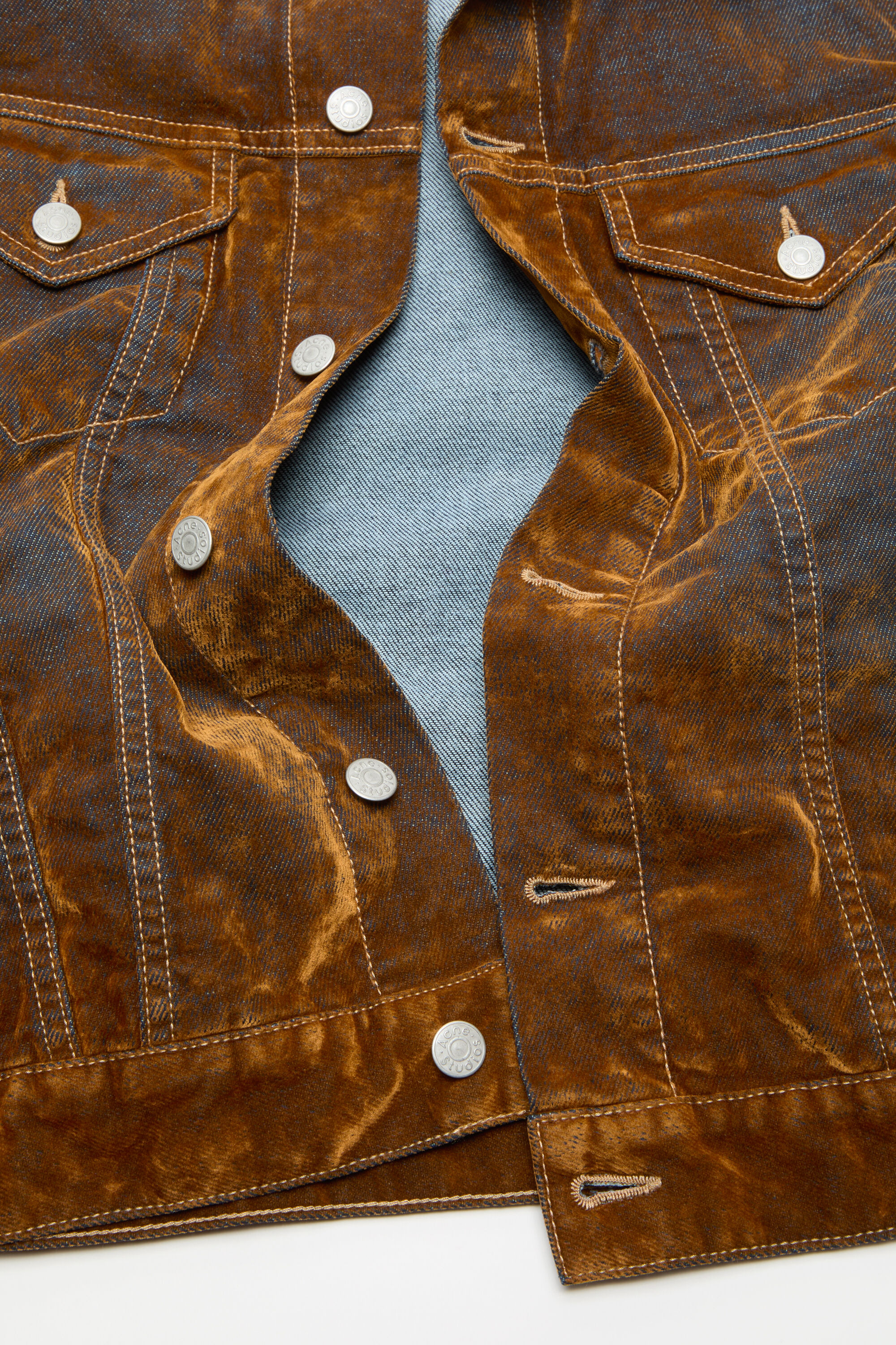 Flocked denim jacket - Rust brown - 5