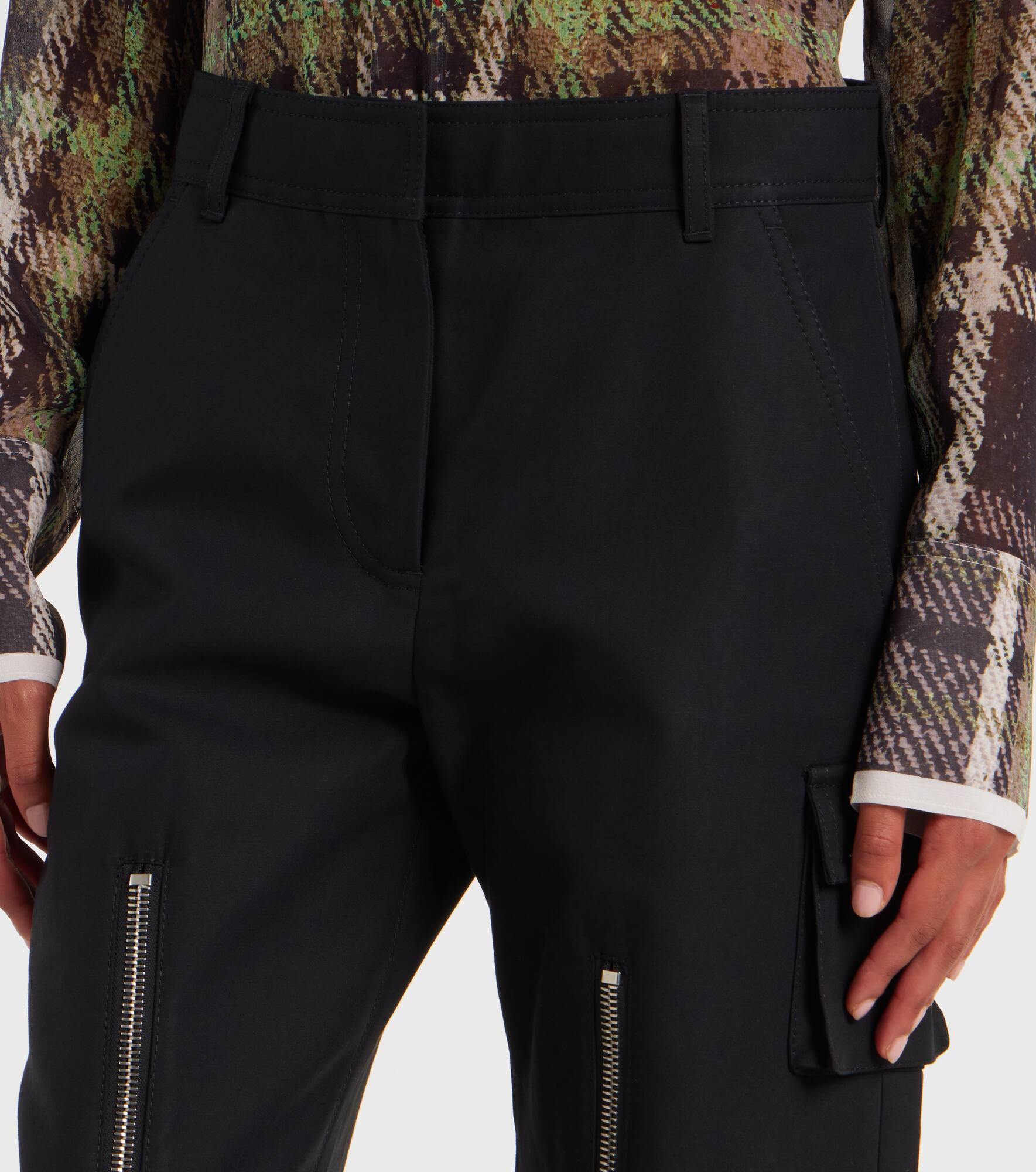 Layered mid-rise cotton satin pants - 4