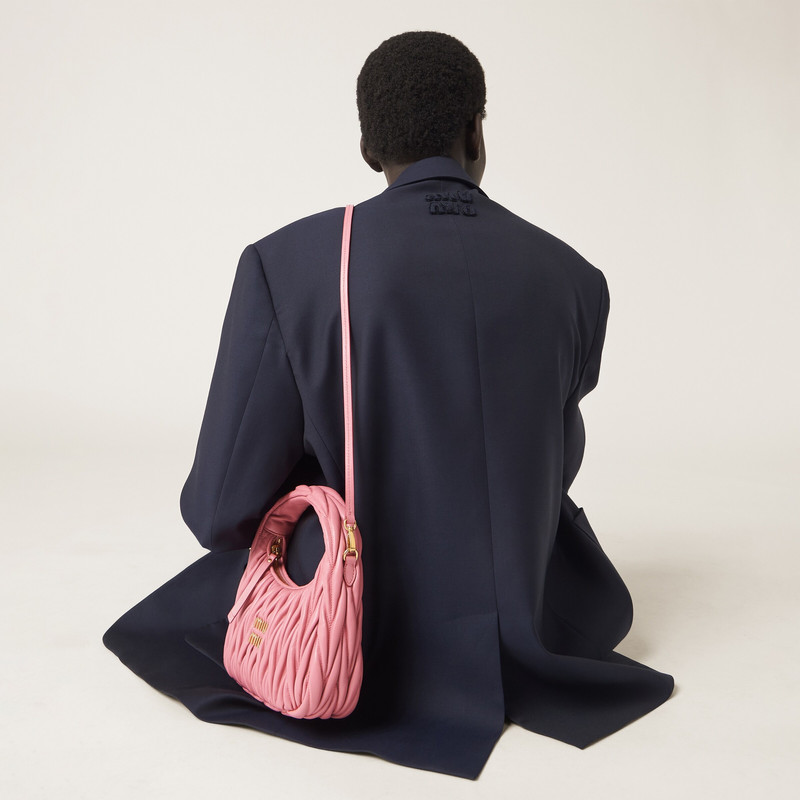 Miu Miu Wander matelassé nappa leather mini hobo bag outlook