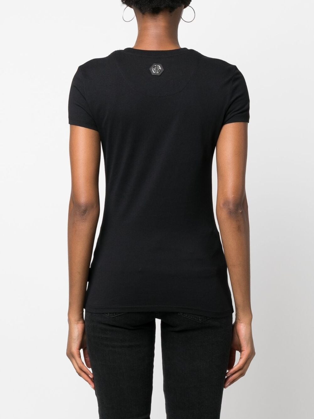 crystal-embellished skull T-shirt - 4