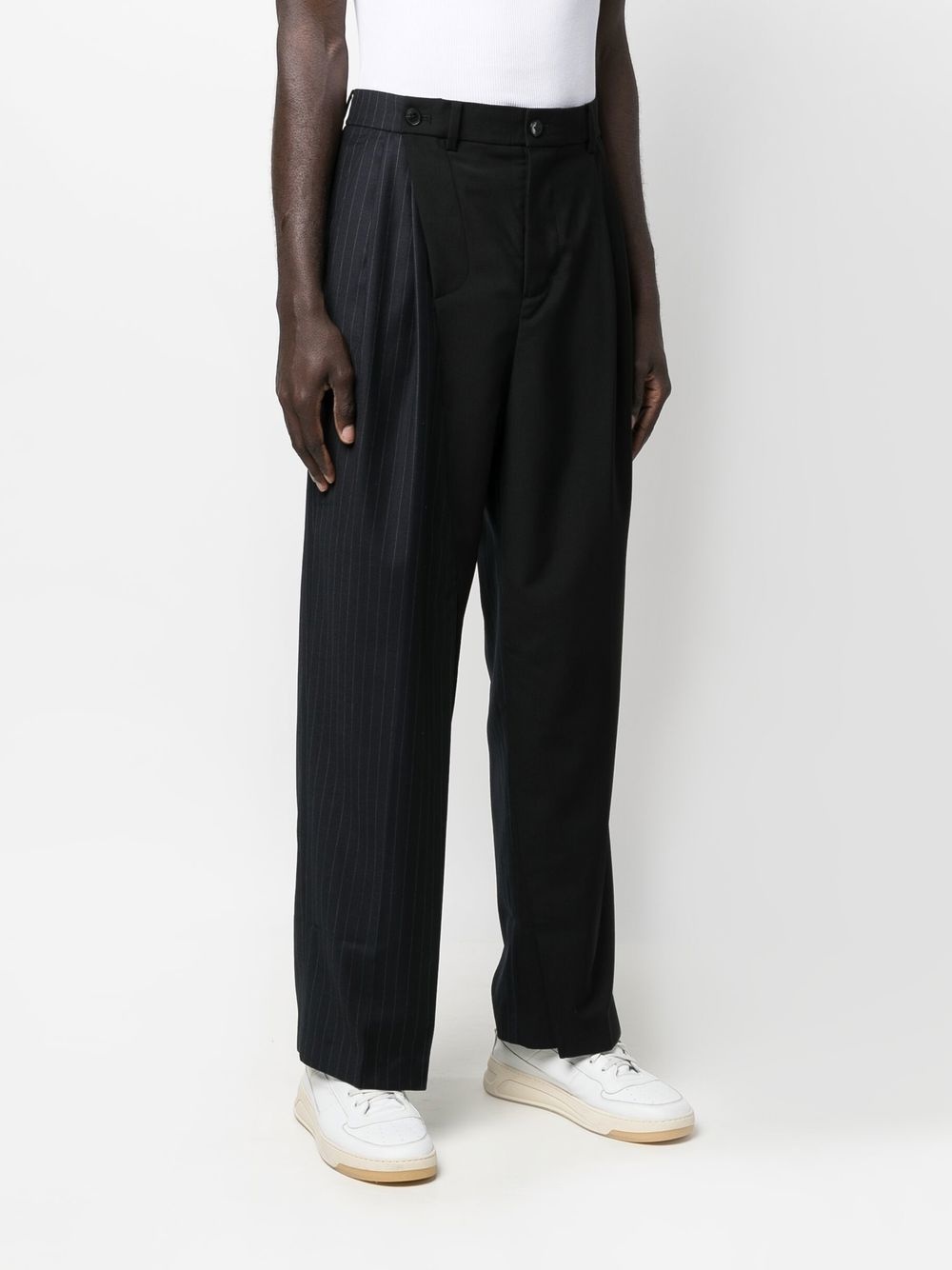 pinstripe-panelled straight-leg trousers - 3