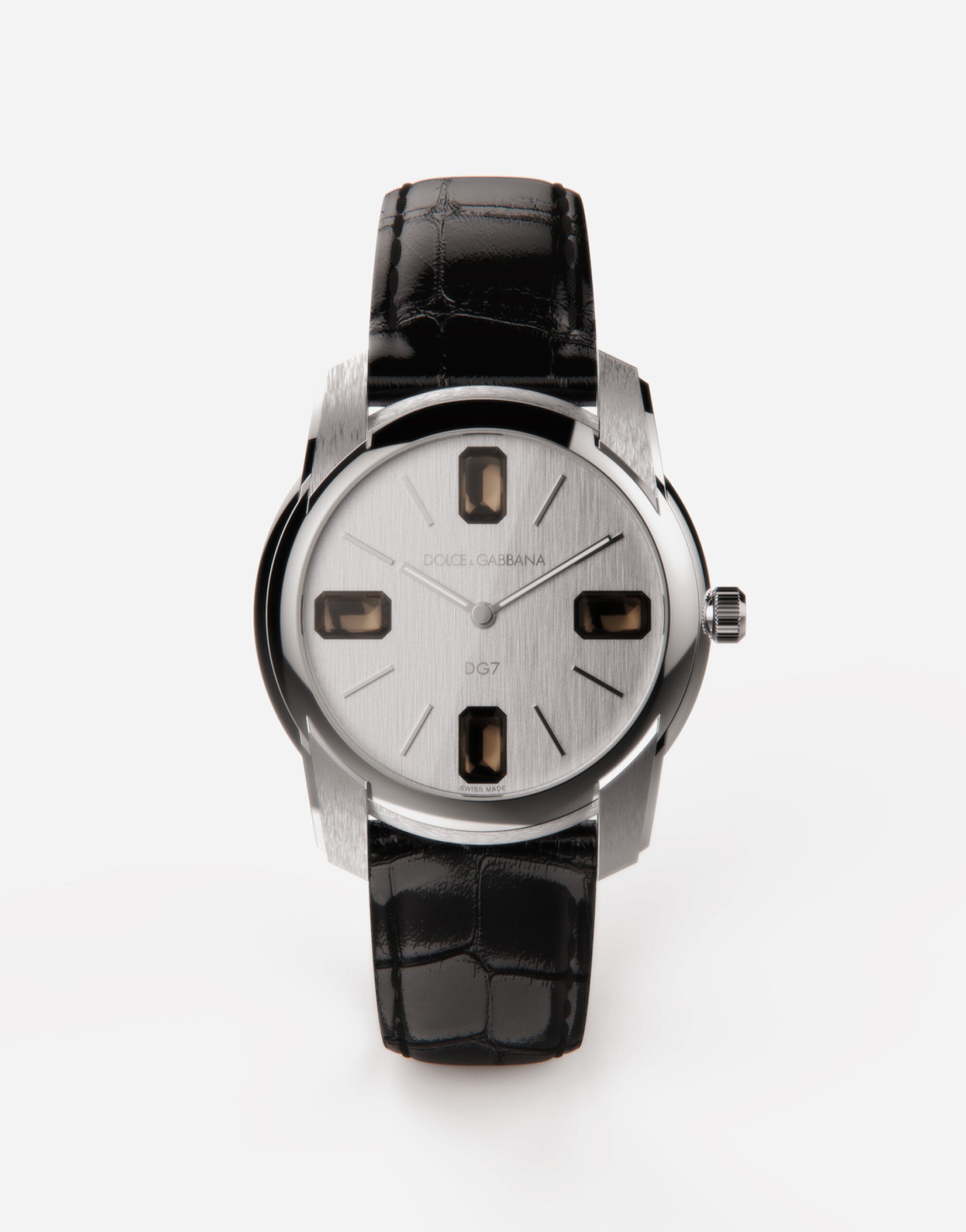 Steel watch with smoky quartz - 1