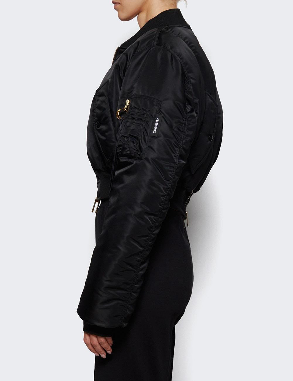 Cropped Bomber Jacket Black - 3