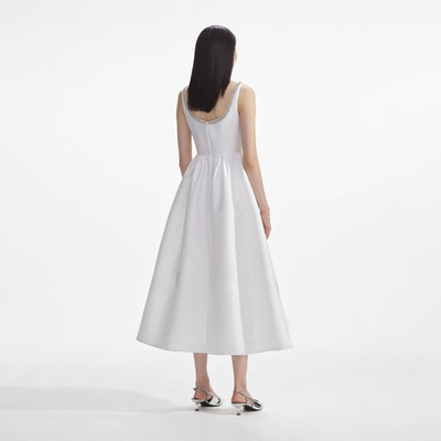 self-portrait White Taffeta Diamante Midi Dress outlook