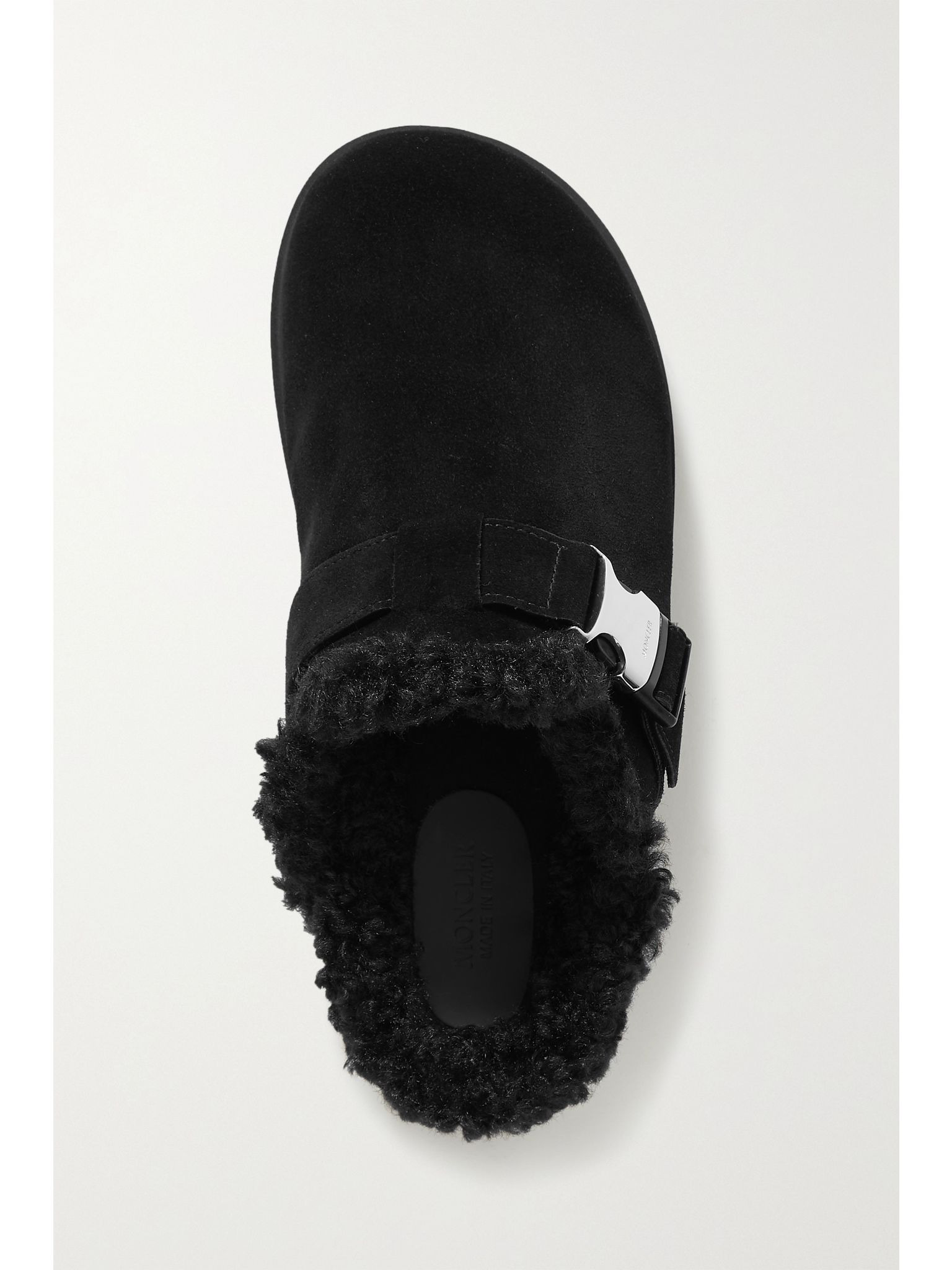 Mon faux shearling-lined suede mules Black - 5