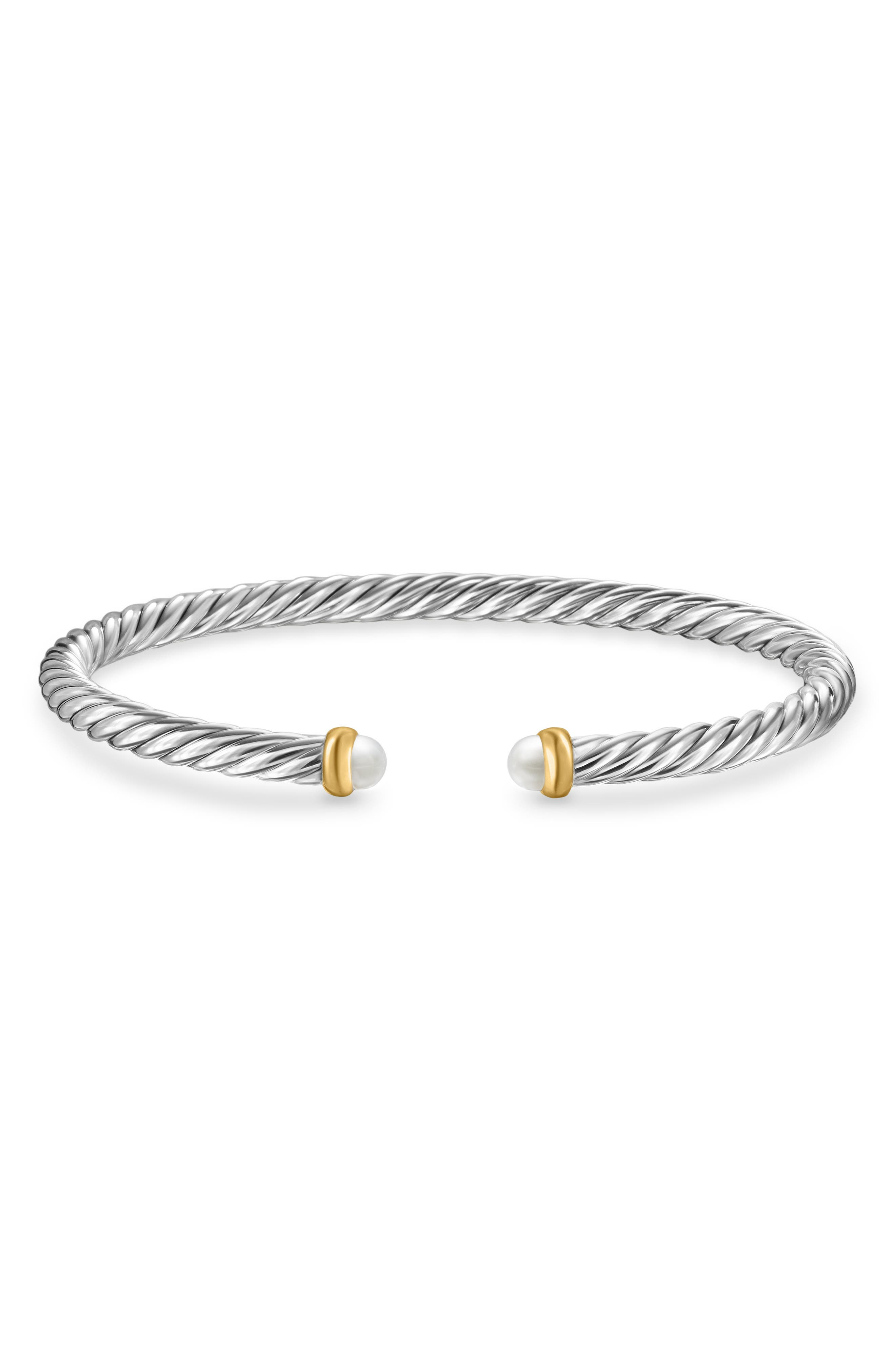 David Yurman Cable Flex Bracelet in Sterling Silver with 14K Yellow Gold, 4mm in Sterling Silver/Gol - 6