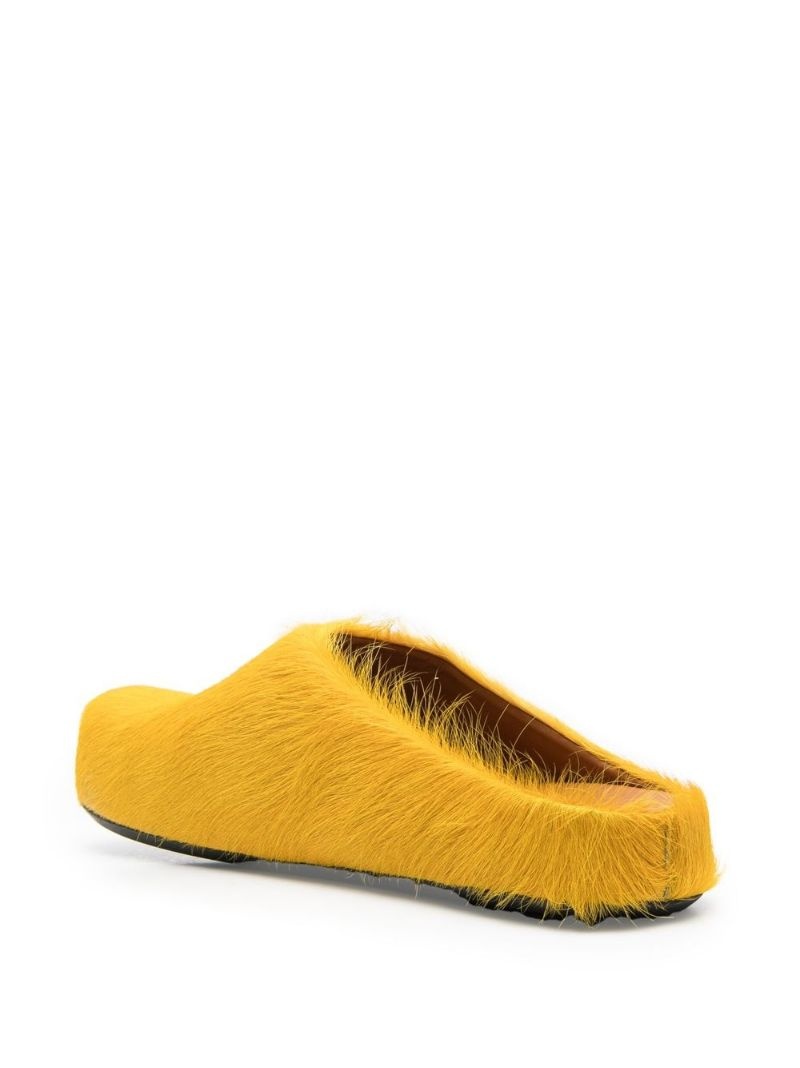 fur-trimmed sabot slippers - 3