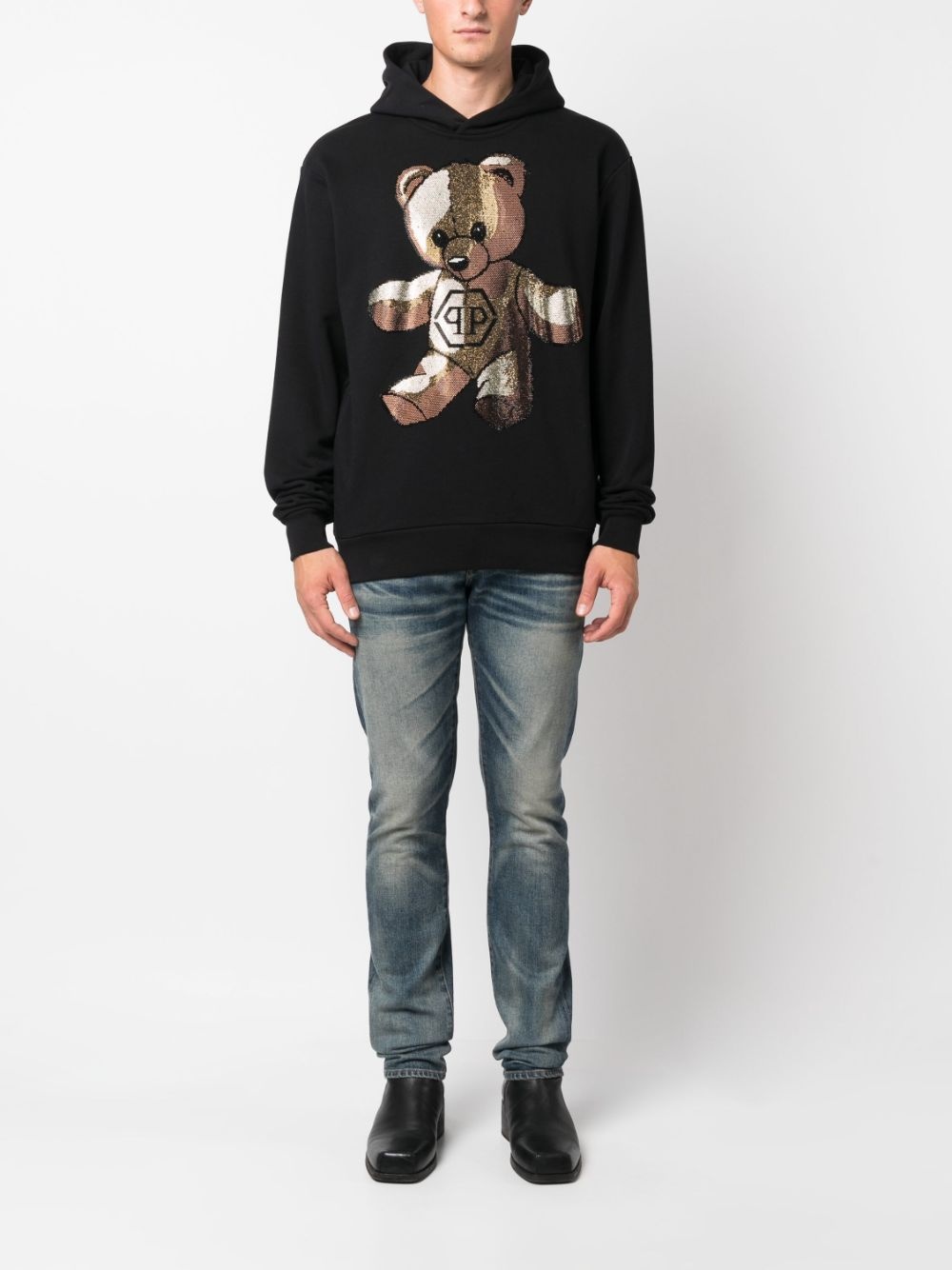 Teddy Bear rhinestone-embellished hoodie - 2