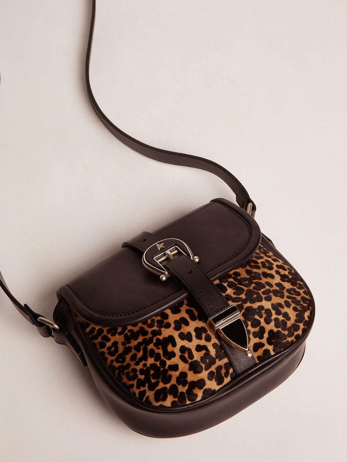 Small Rodeo Bag in black leather and leopard-print pony skin - 5