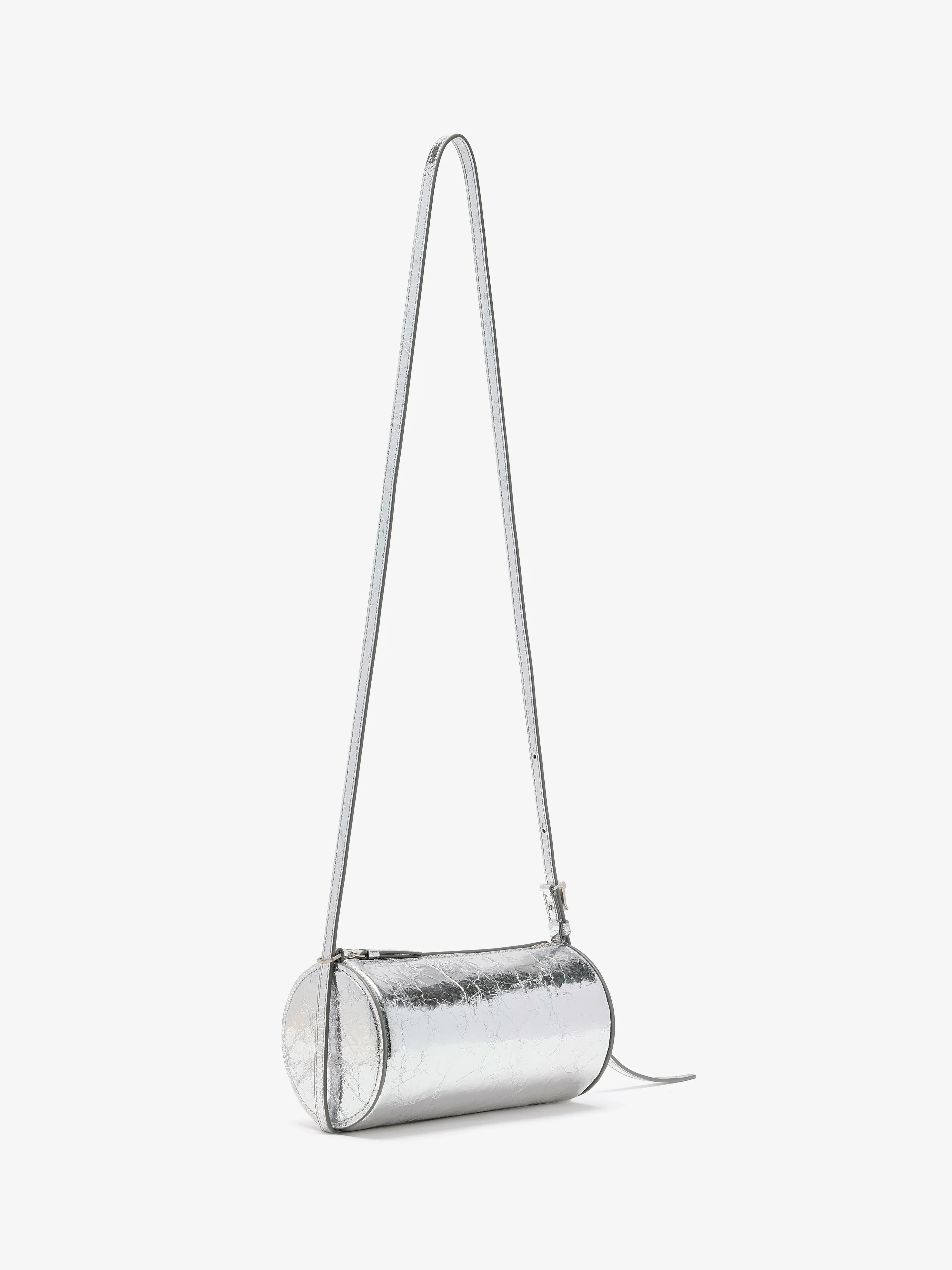 Crossbody Silo Bag in Crinkle Metallic - 3