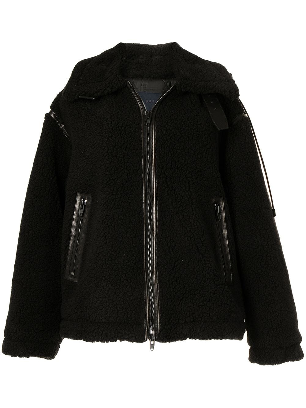 faux-shearling oversized biker coat - 1