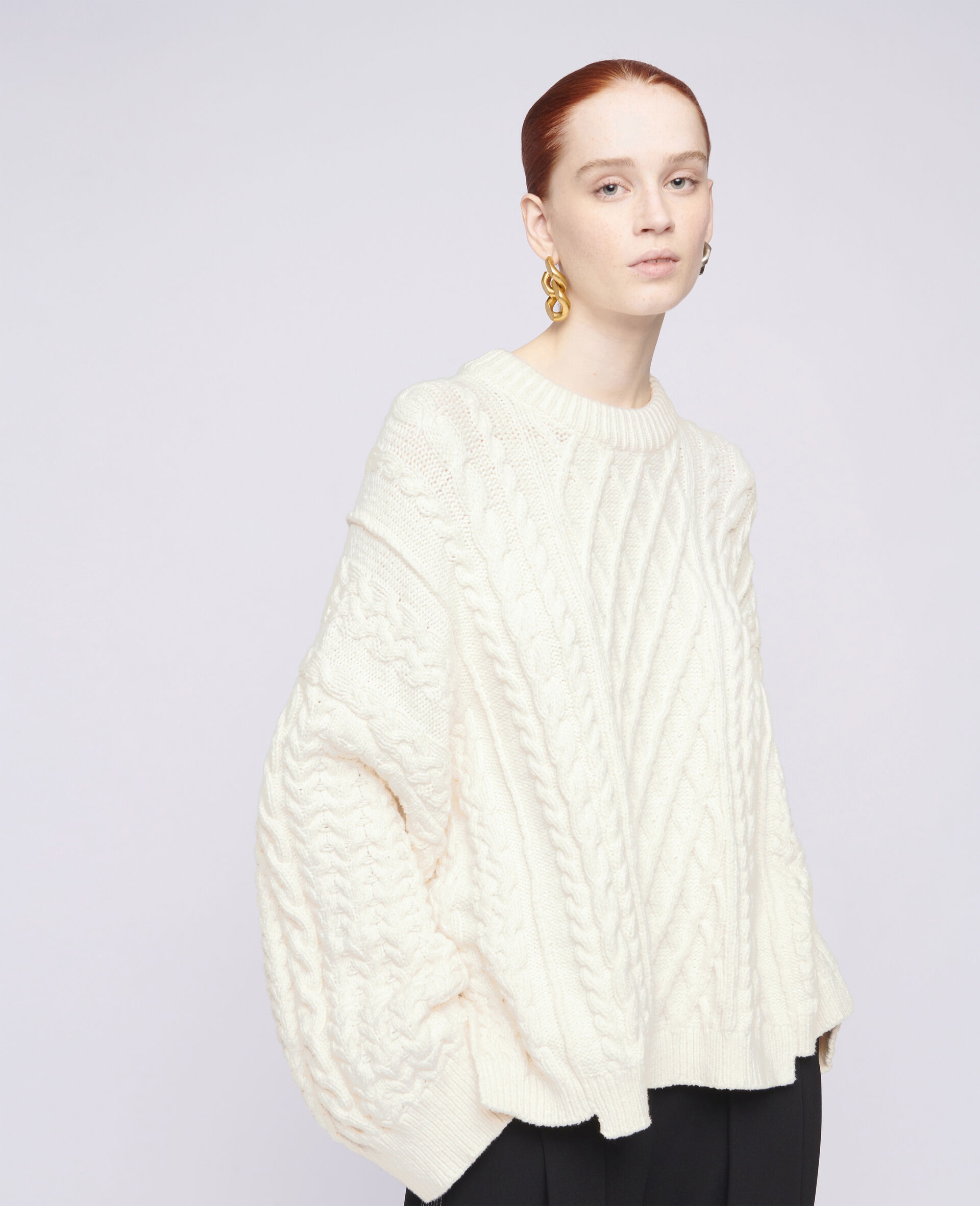 Aran Stitch Oversized Sweater - 4