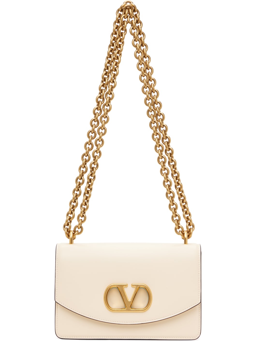 Beige Shiny Calfskin Vain Shoulder Bag - 1