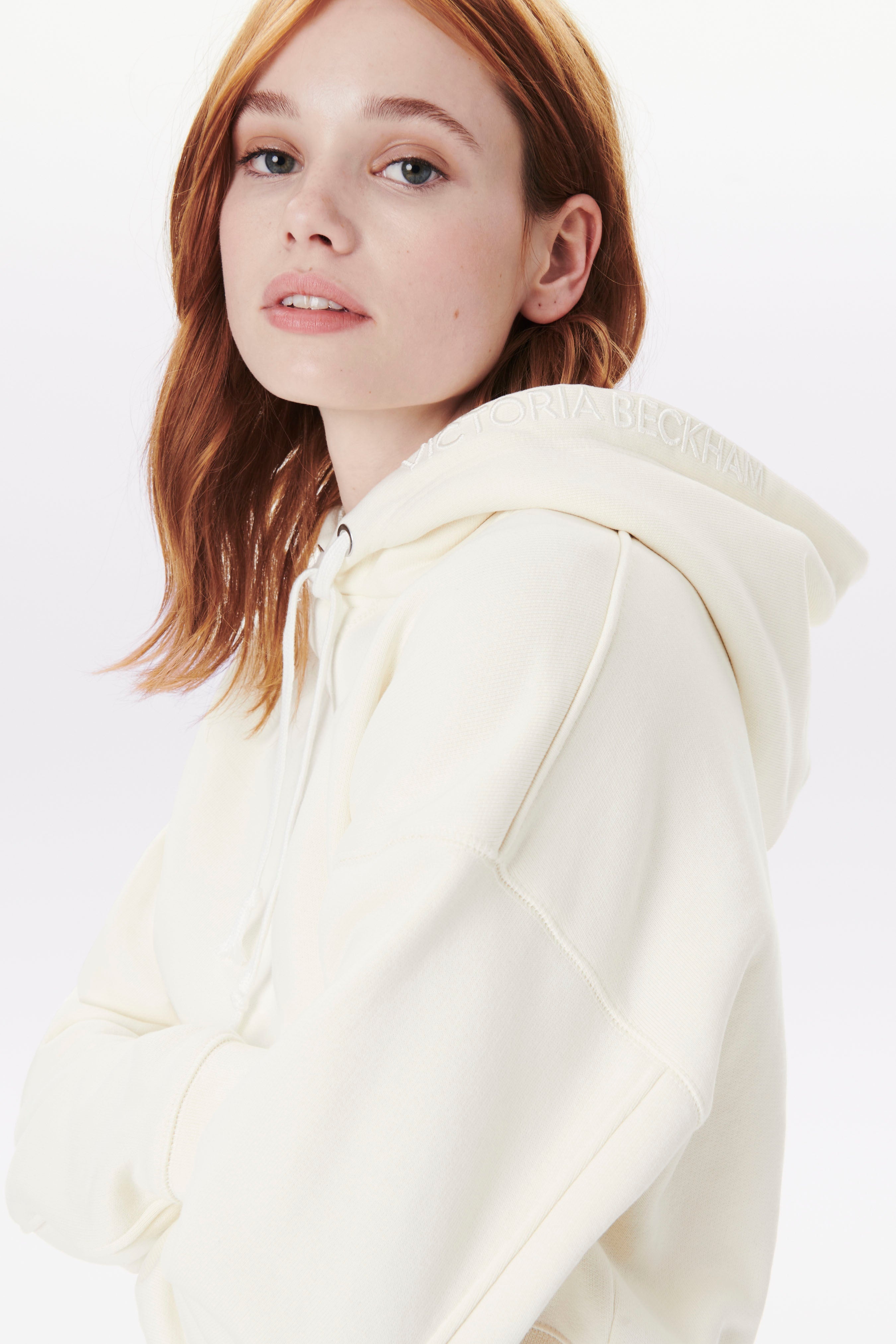 Cropped Hoodie in Ecru - 4