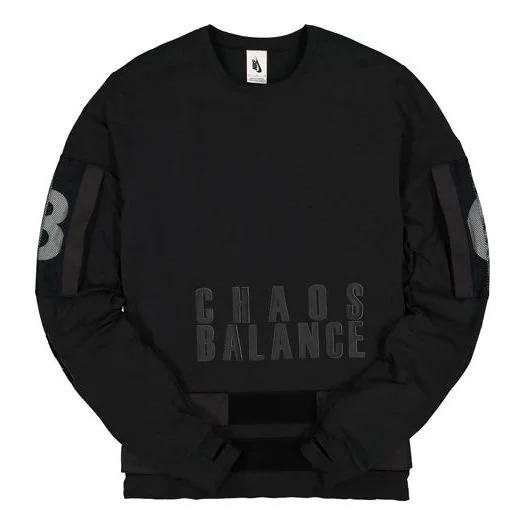 Nike Printing Splicing Sports Round Neck Pullover Black BV6476-010 - 1