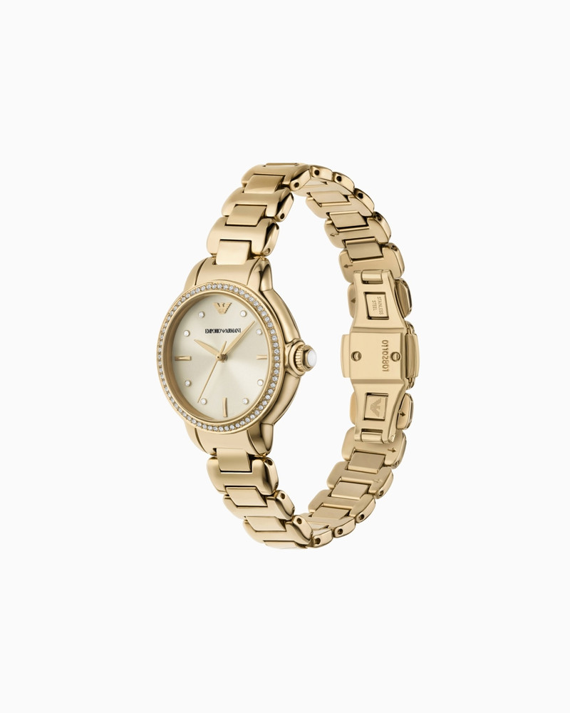EMPORIO ARMANI THREE-HAND GOLD-TONE STAINLESS STEEL WATCH outlook