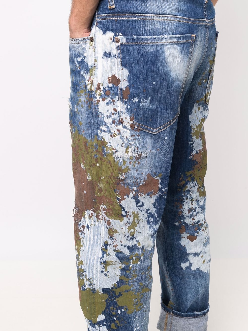 paint-splatter cropped jeans - 5