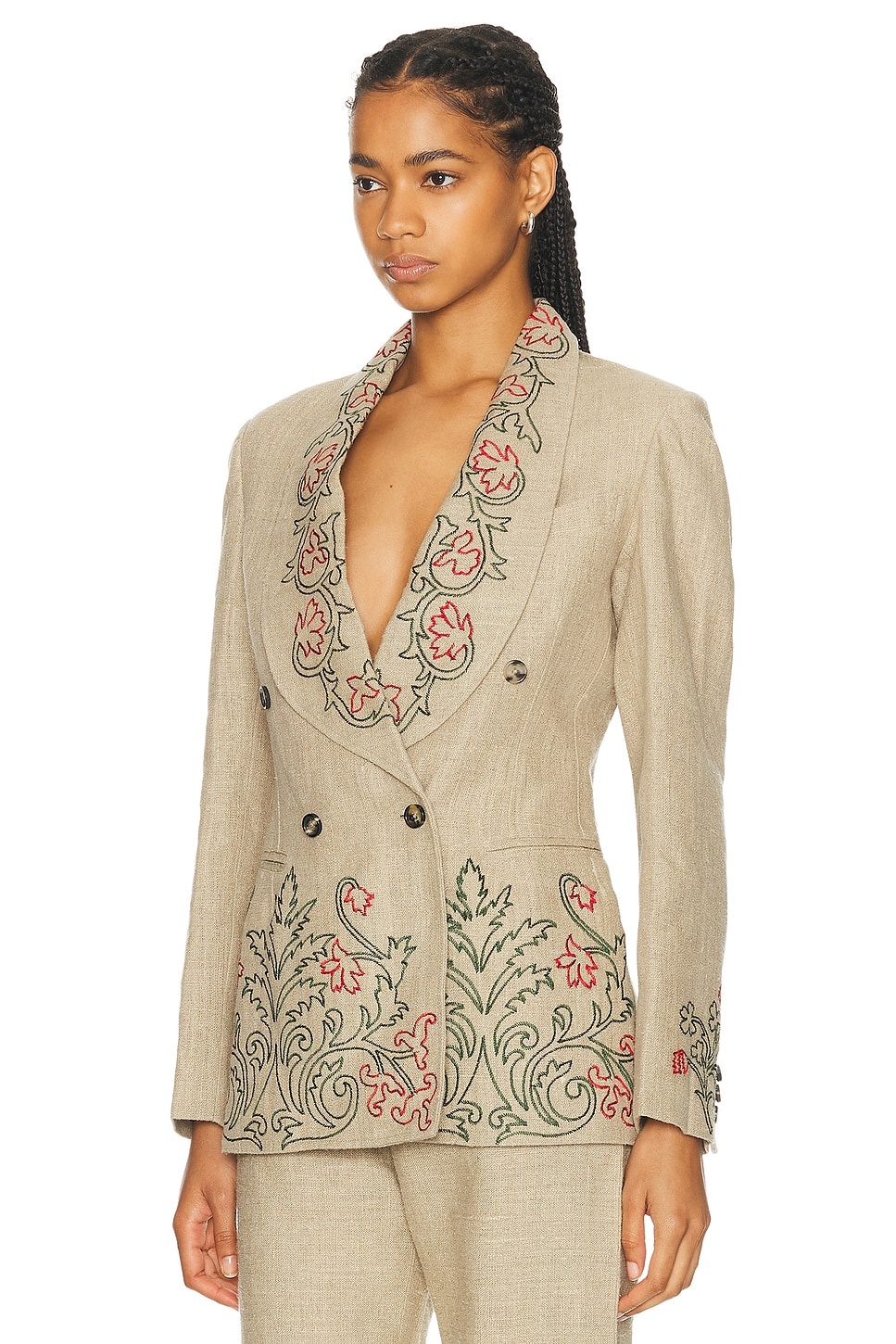 Embroidered Trumpet Flower Suit Jacket - 3