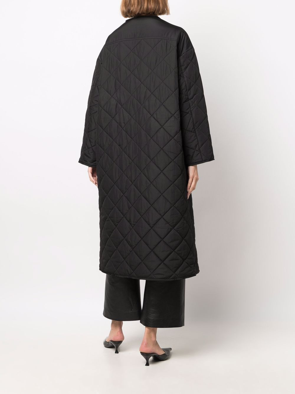 quilted single-breasted oversize coat - 4