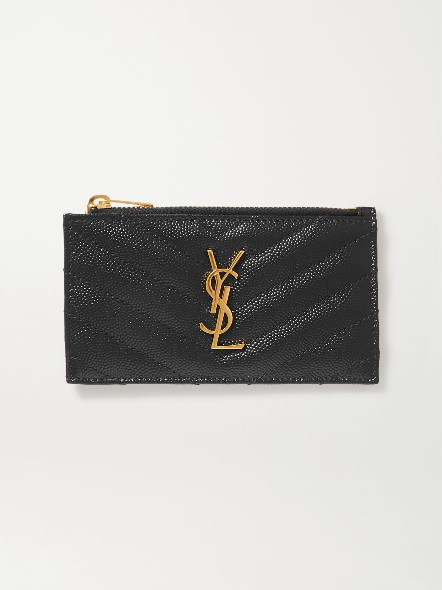 Monogramme small quilted textured-leather wallet Black - 1