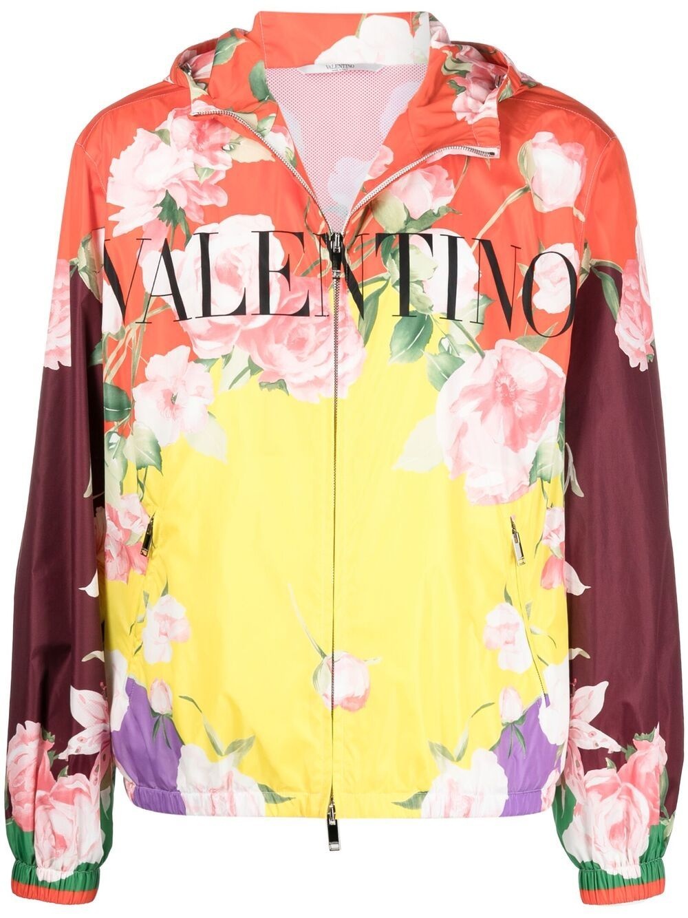 floral-print hooded jacket - 1