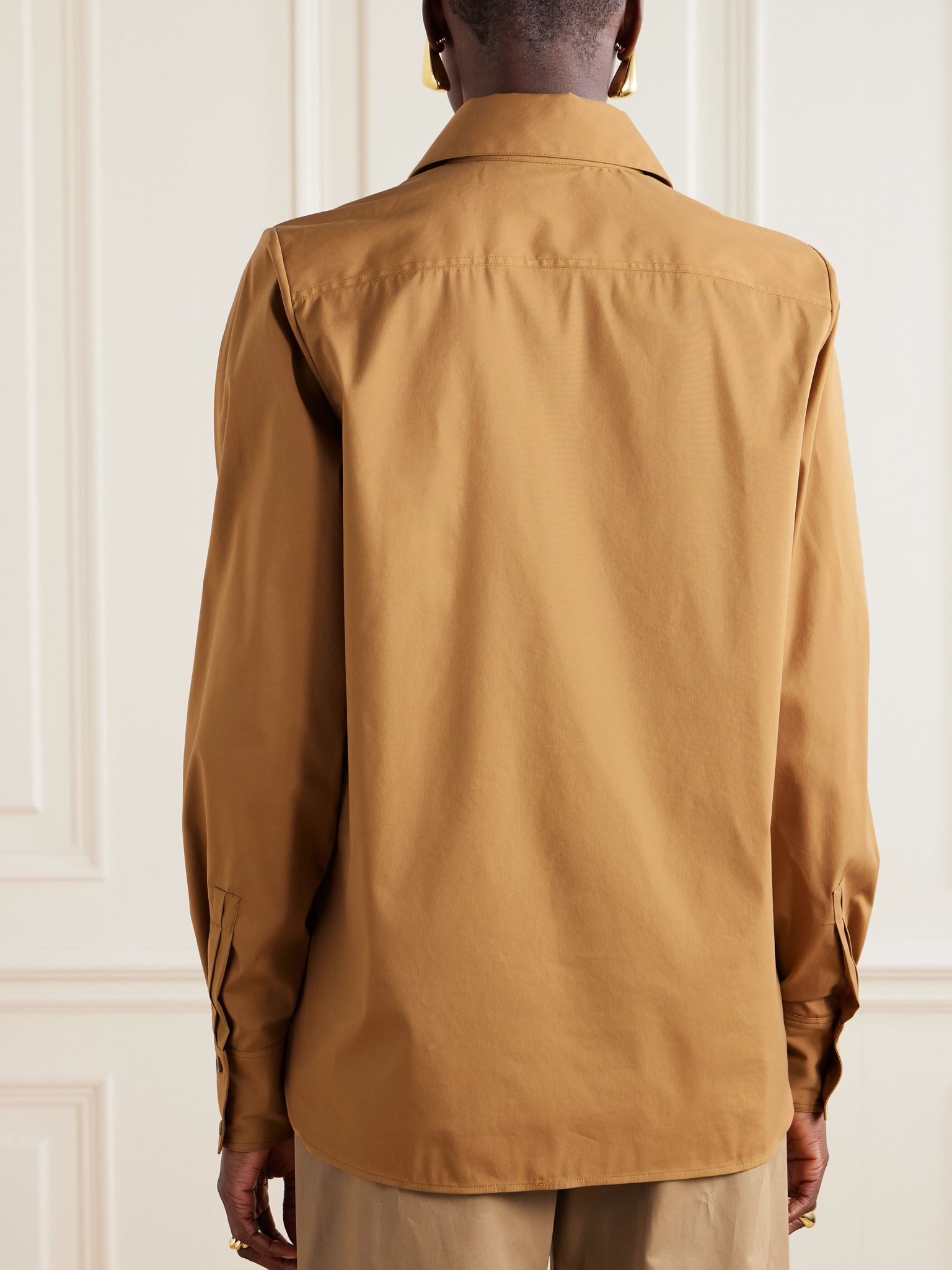 Gathered cotton-blend blouse Yellow - 4