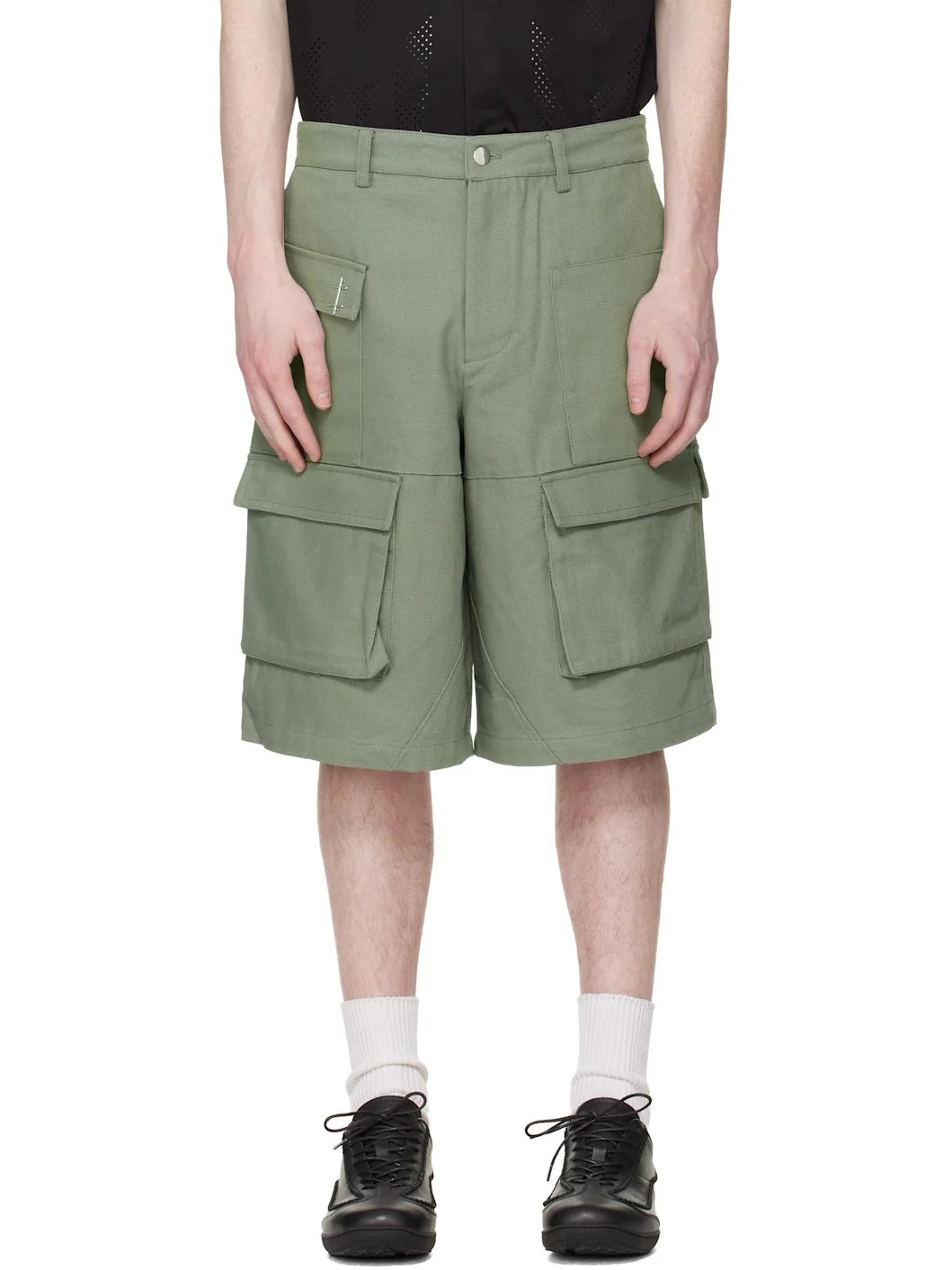 Green Cellulae Cargo Shorts - 1