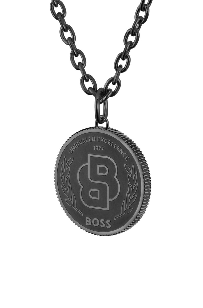 BOSS BLACK-PLATED NECKLACE WITH DOUBLE B MONOGRAM MEDALLION outlook