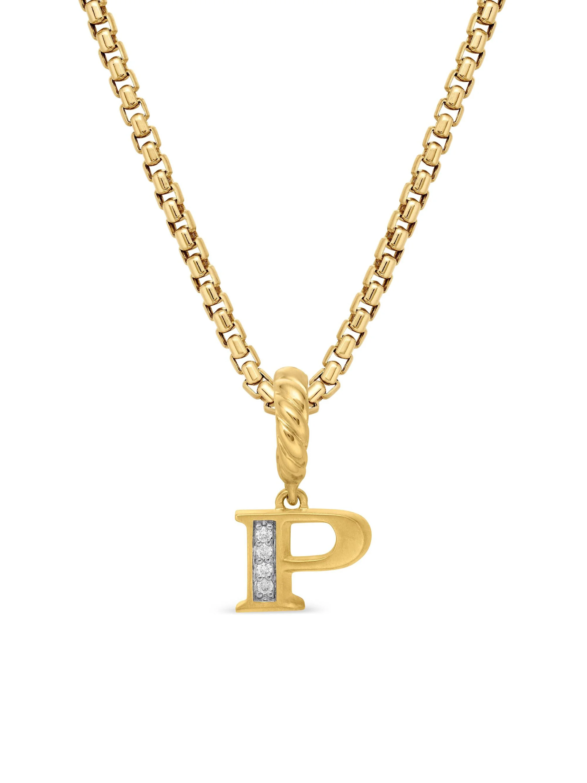 Women's Pavé Initial Pendant in 18K Yellow Gold - Initial P - 1