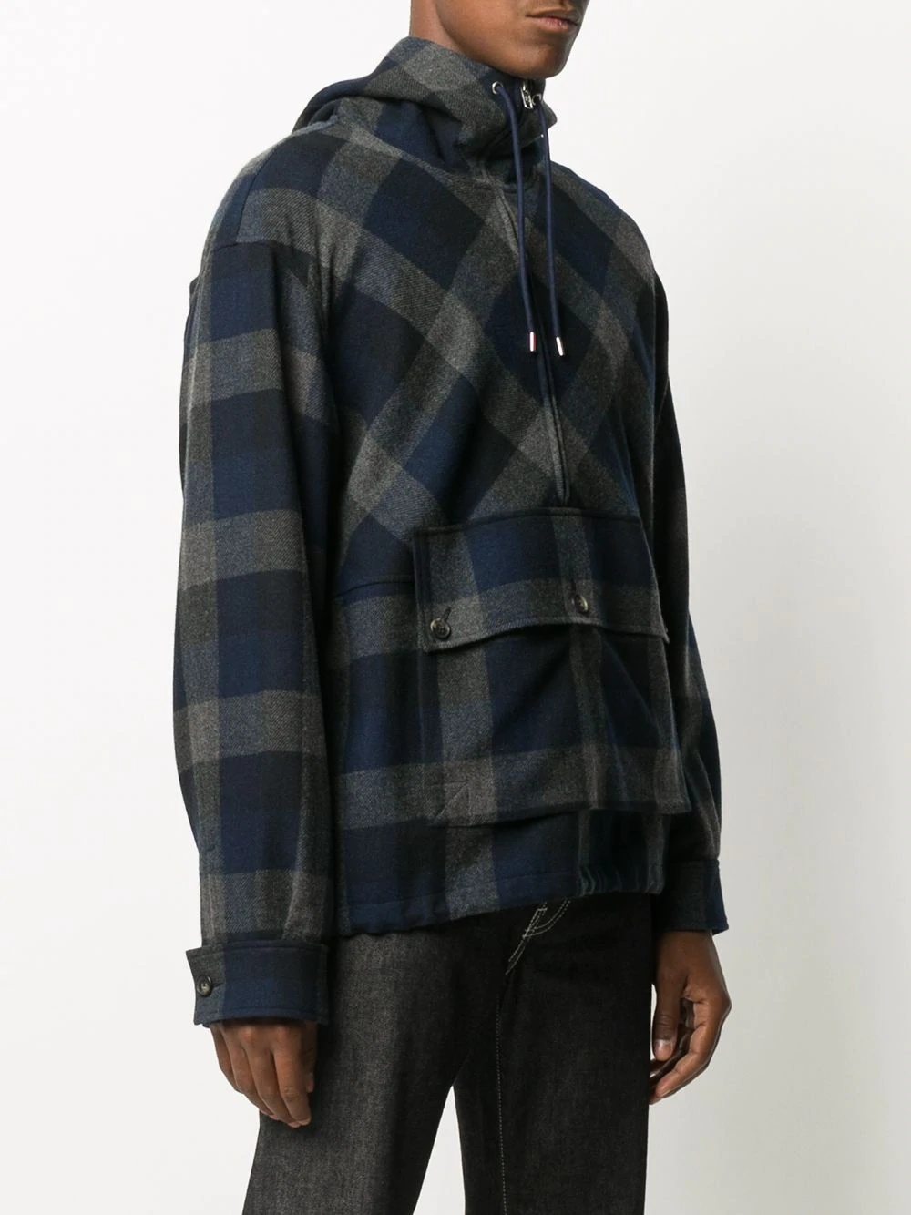 checked zip-up hoodie - 3