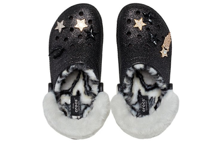 Crocs Disco Classic Lined Disco Glitter Clogs 'Black White' 208075-0ZS - 5