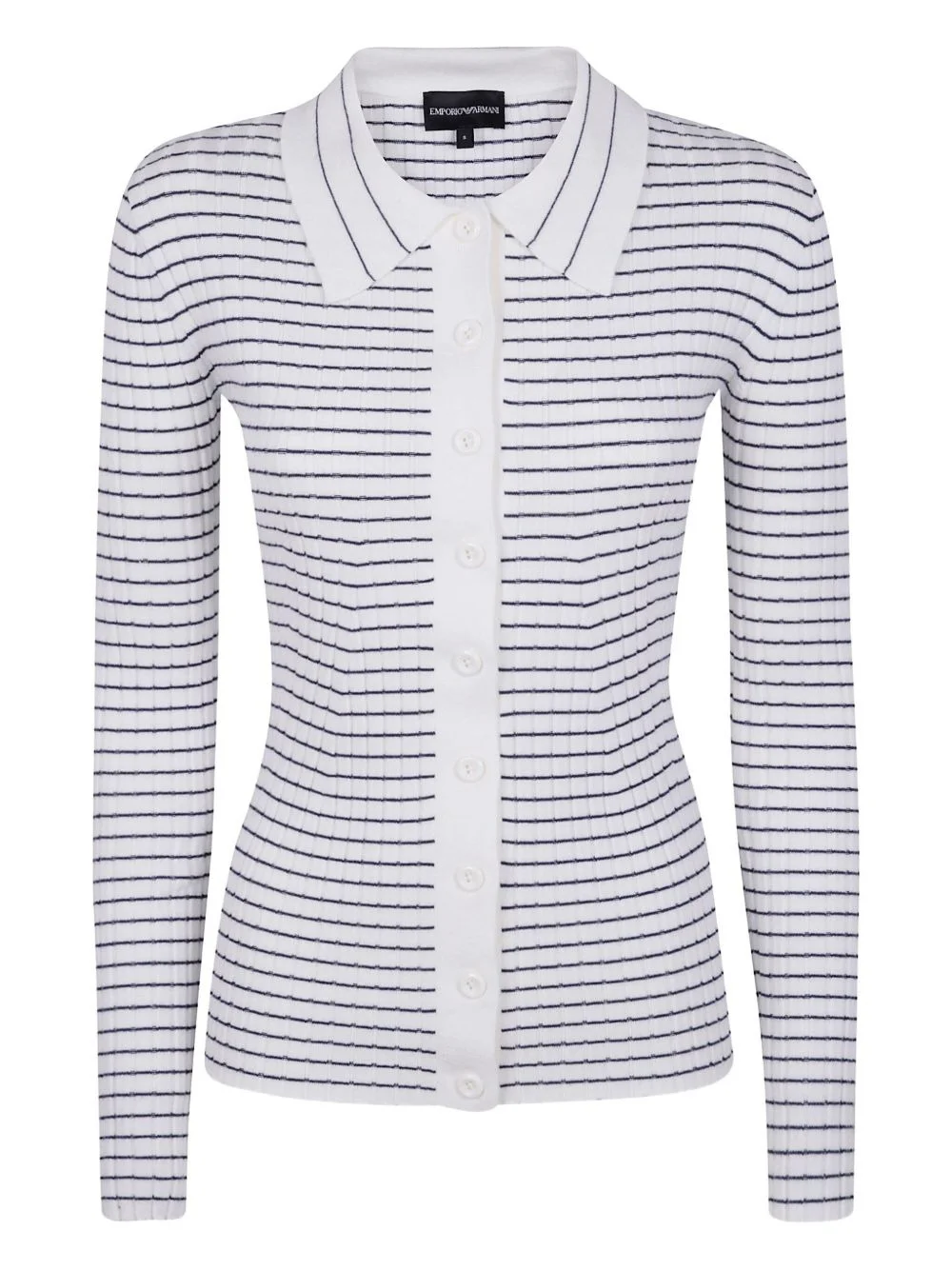 striped polo-neck cardigan - 1