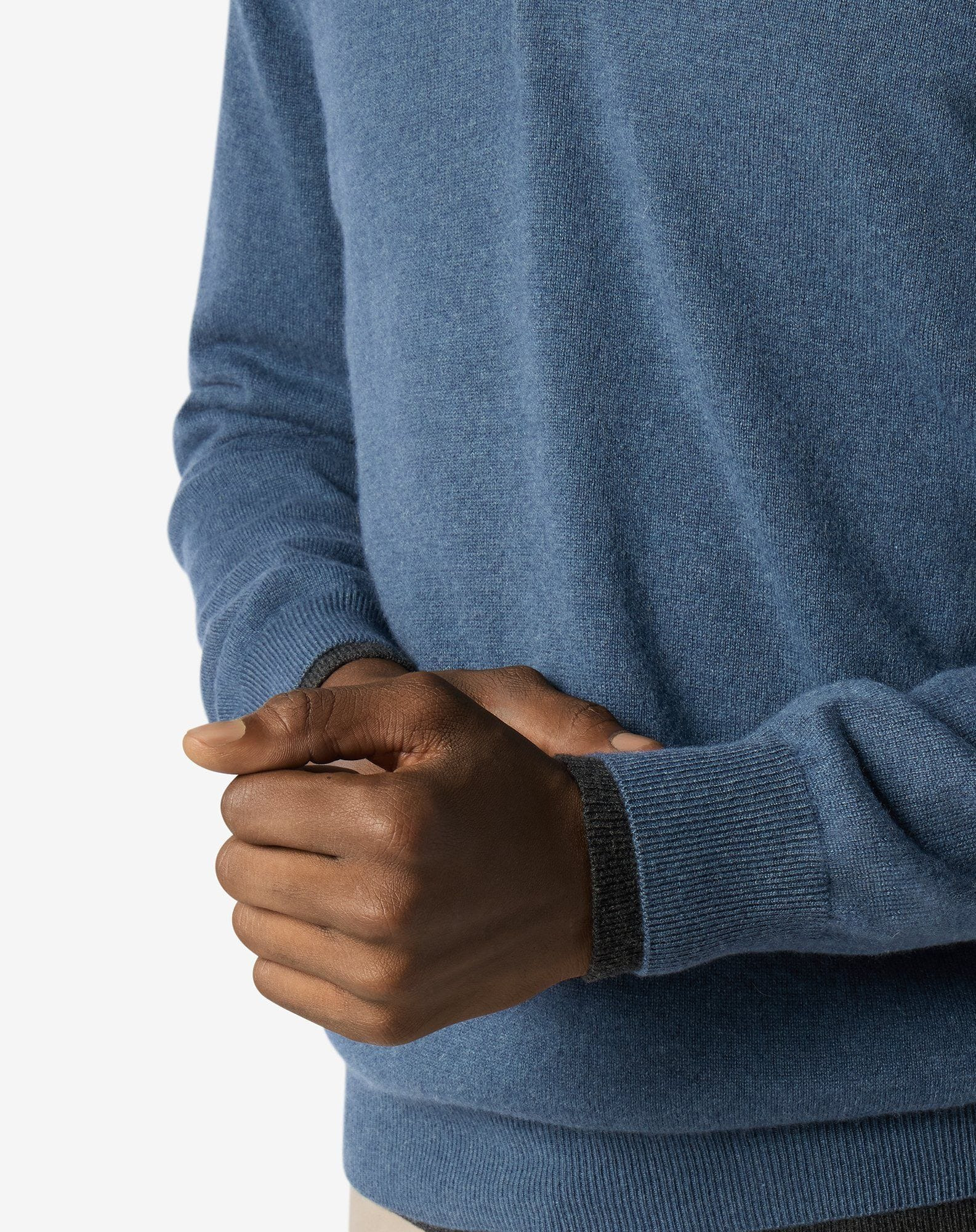 Mélange octane blue button-up Sublime Cashmere polo shirt - 5