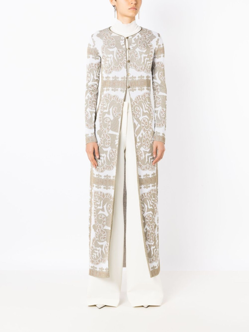 Valentino geometric-print metallic-finish cape outlook