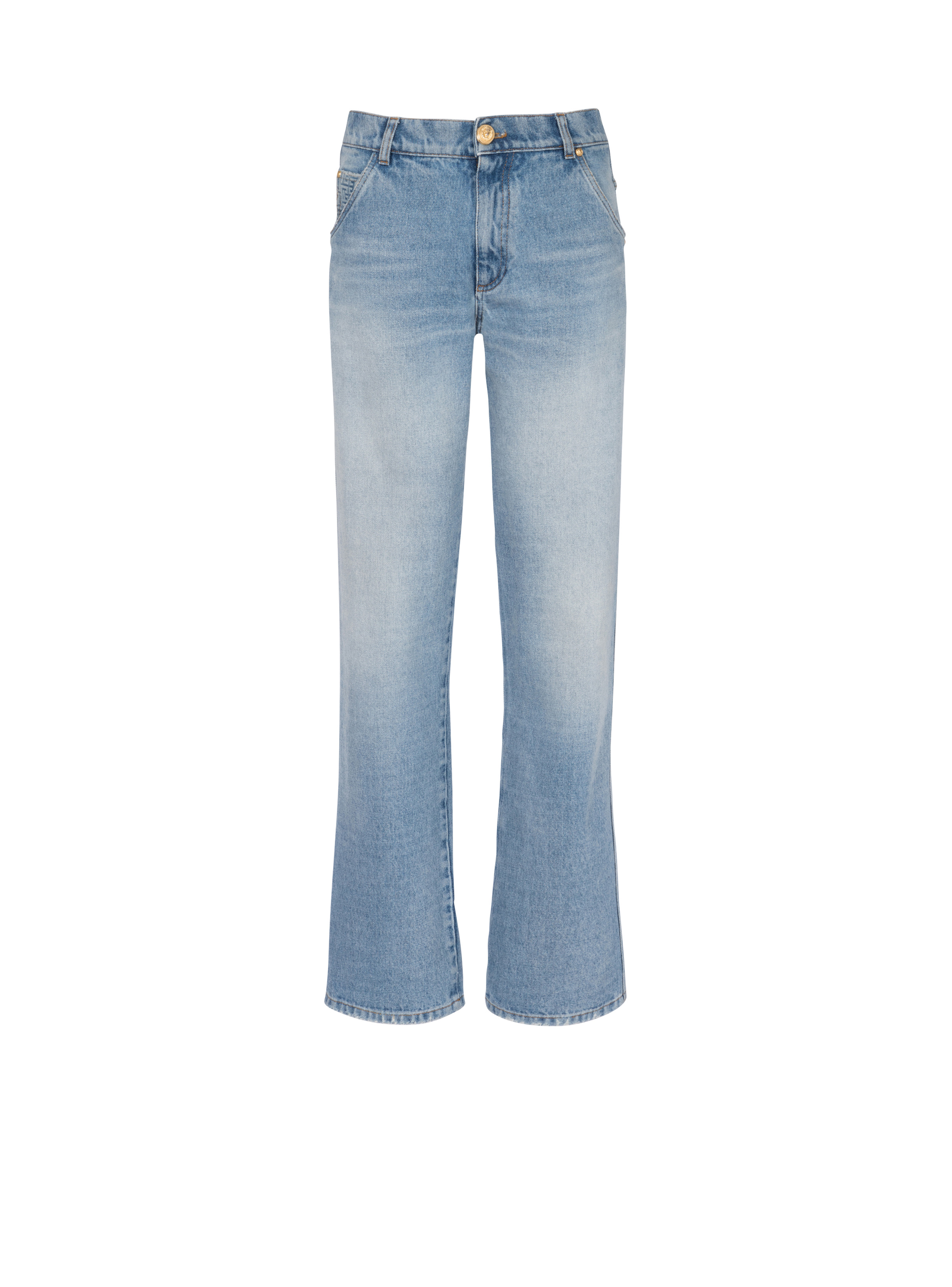 Wide-leg faded denim jeans - 1