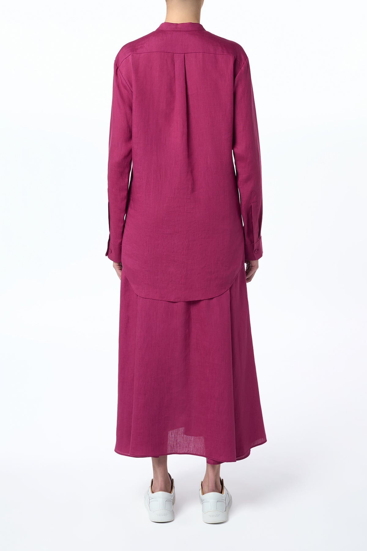 Penelope Midi Skirt in Raspberry Aloe Linen - 4