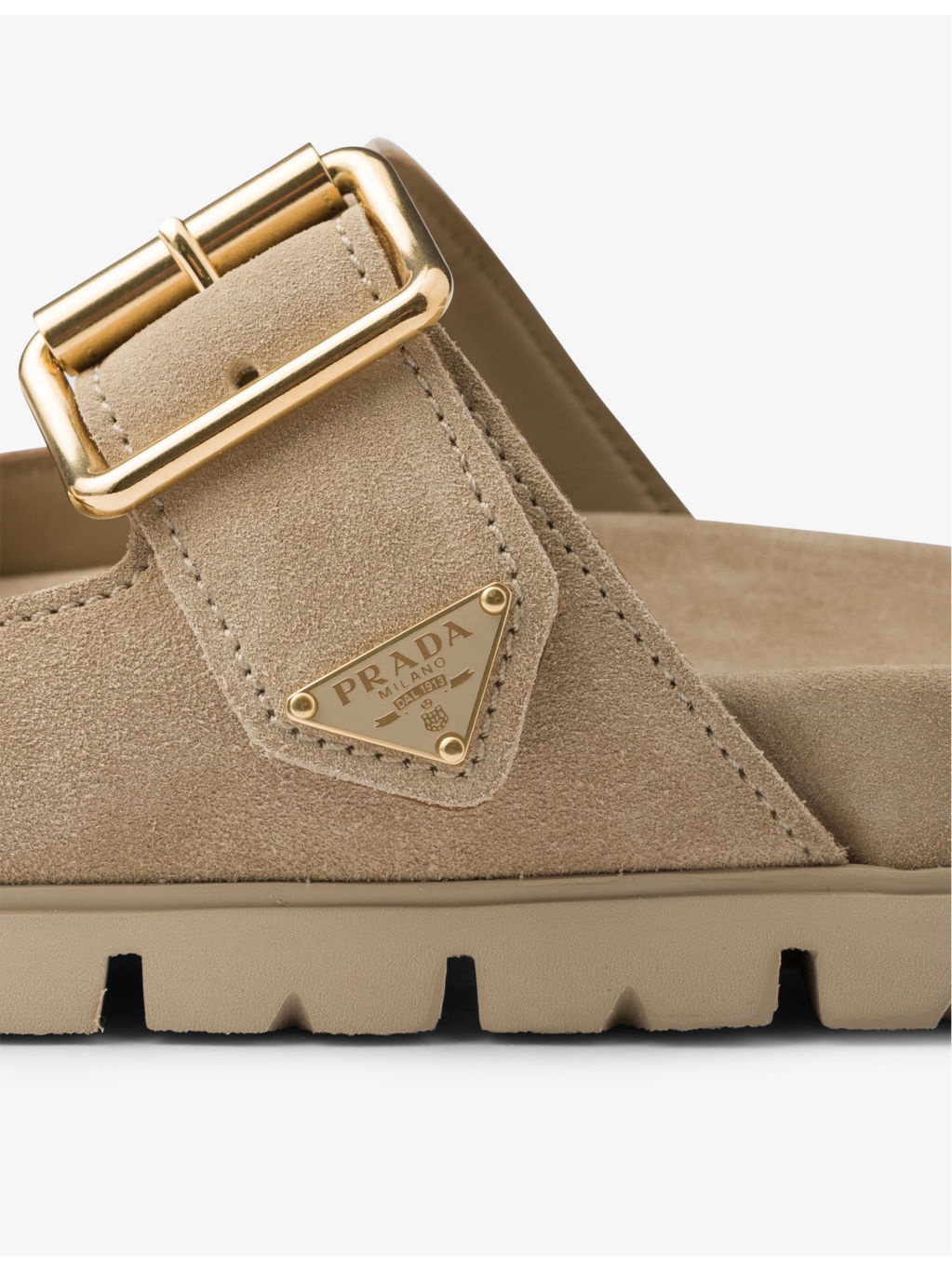 Brand-plaque buckled suede sliders - 6