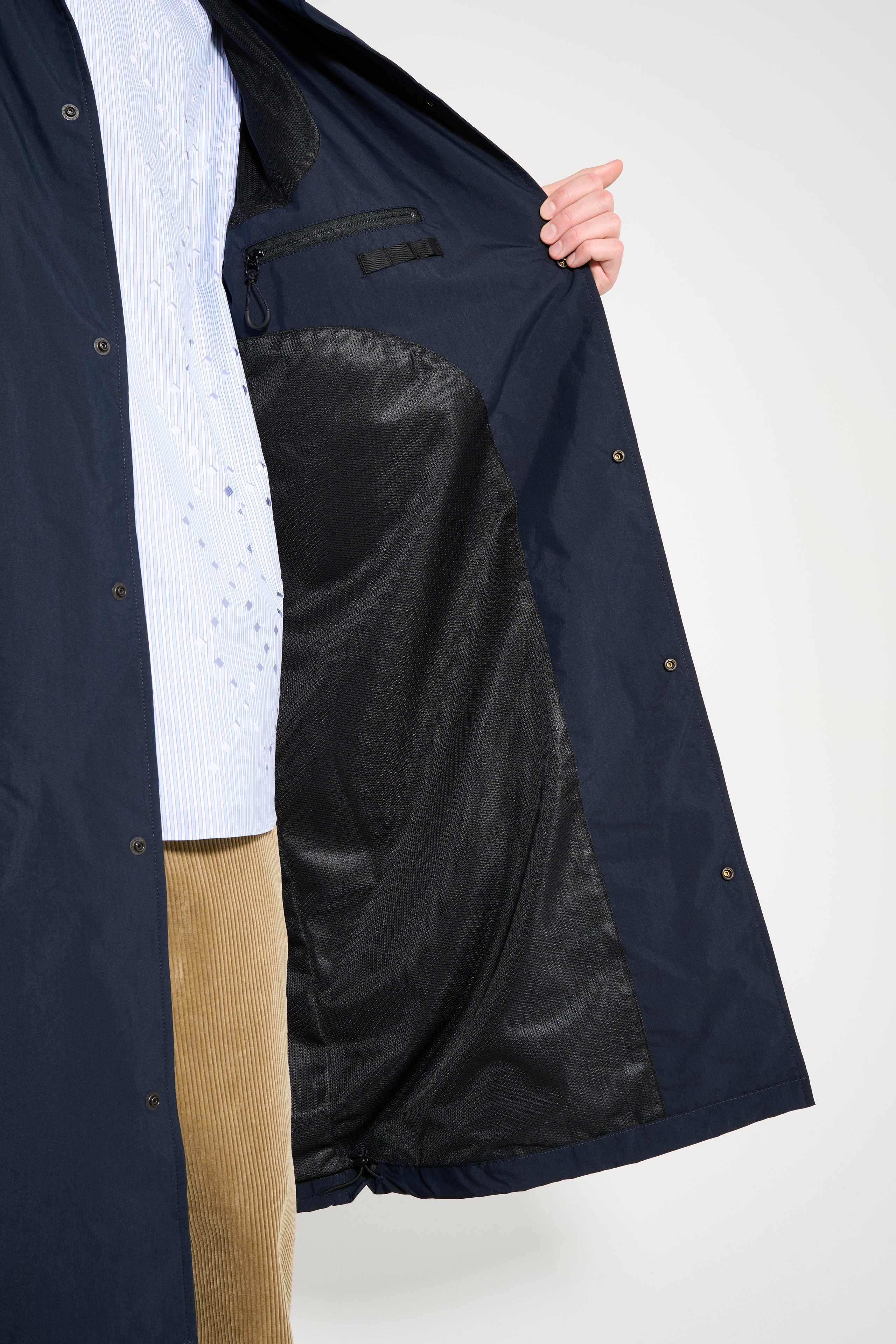 COMME DES GARÇONS HOMME TYPEWRITER COTTON MAC COAT NAVY - 8