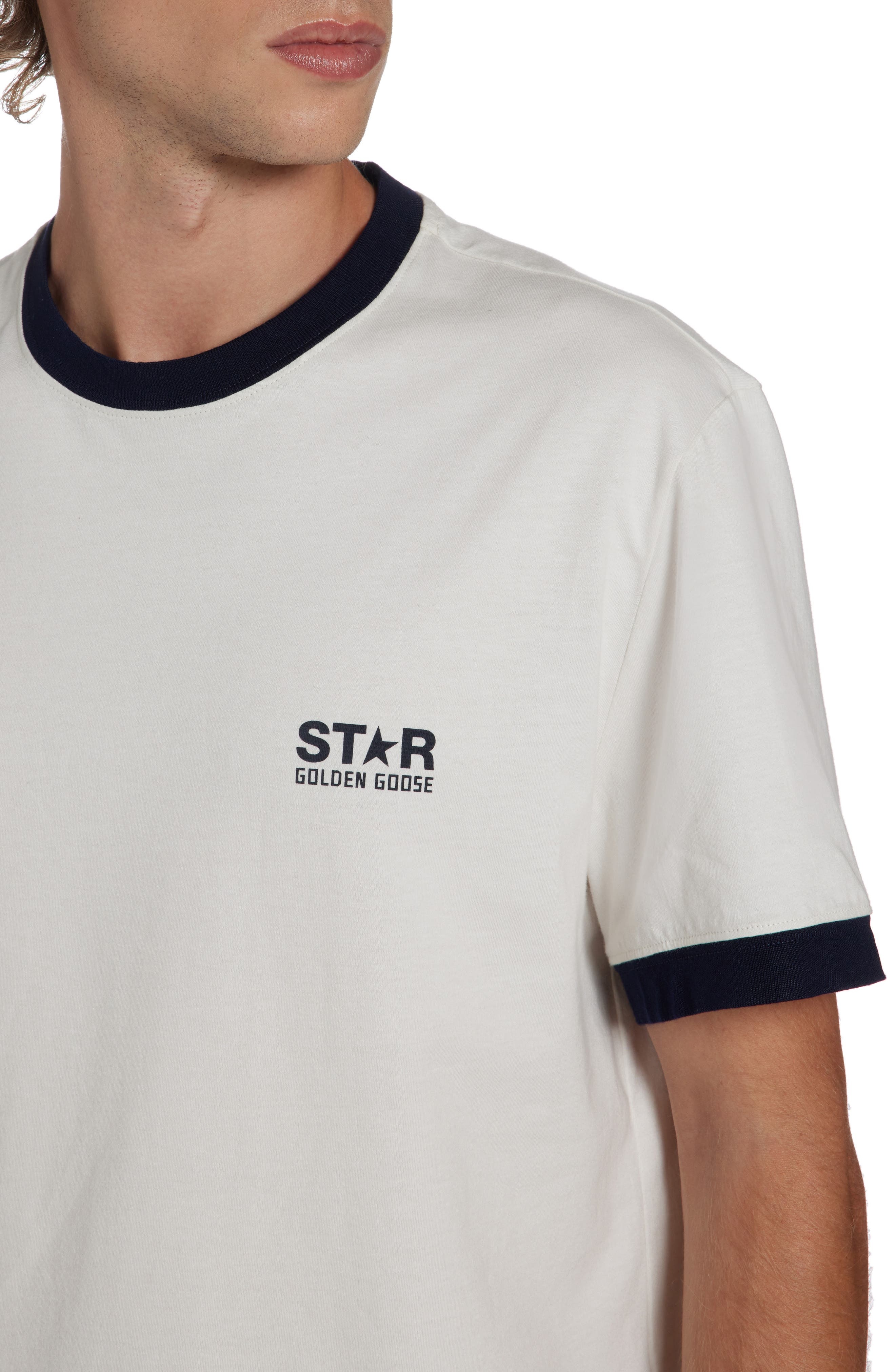 Golden Goose Star Cotton Ringer T-Shirt in Heritage White/Dark Blue at Nordstrom - 5