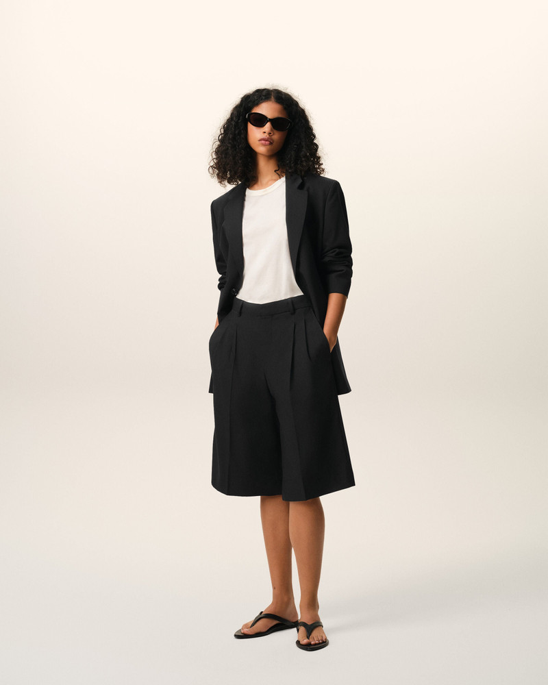 AMI Paris BLACK NEW WOOL LOW WAIST WIDE BERMUDA SHORTS outlook