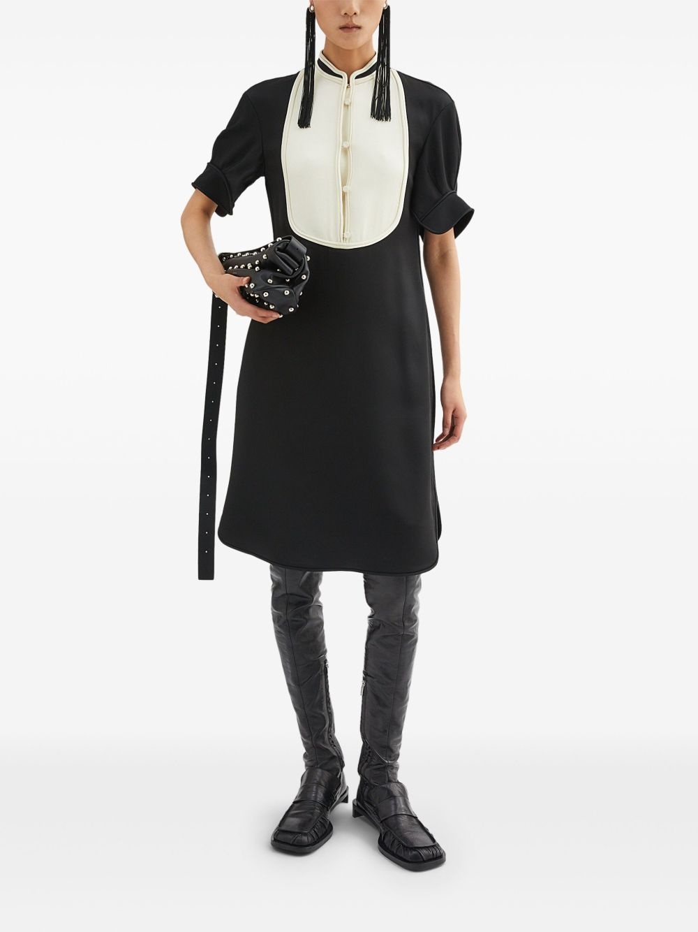 bib-collar mini dress - 2