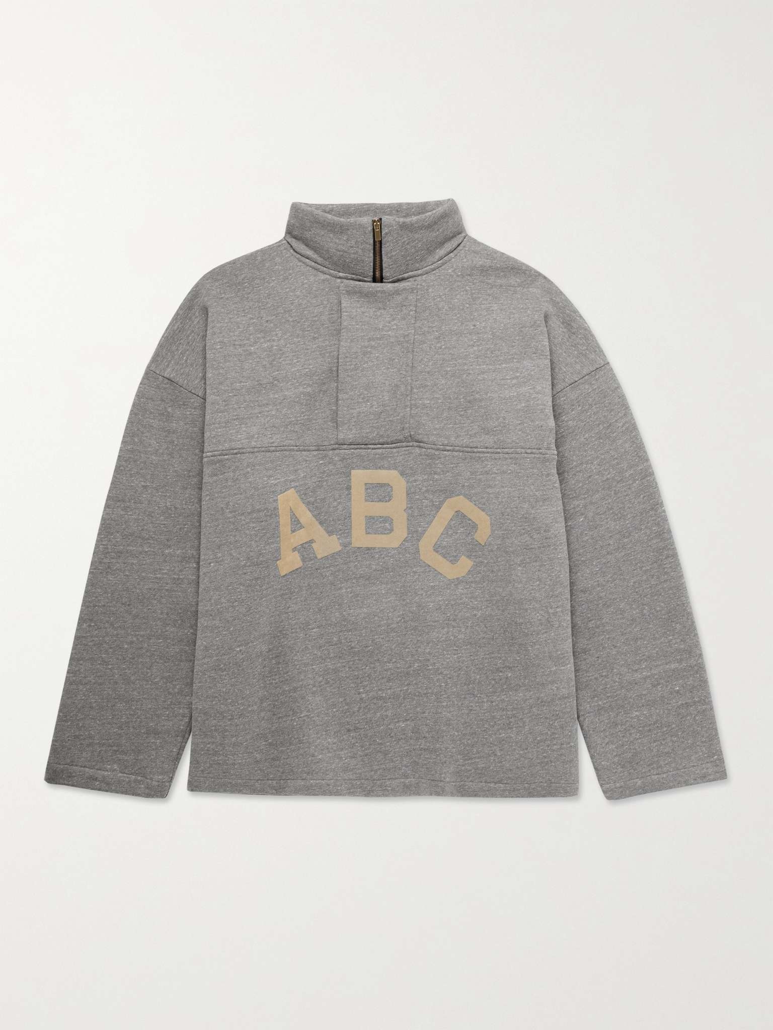 Logo-Flocked Cotton-Blend Jersey Half-Zip Sweatshirt - 1