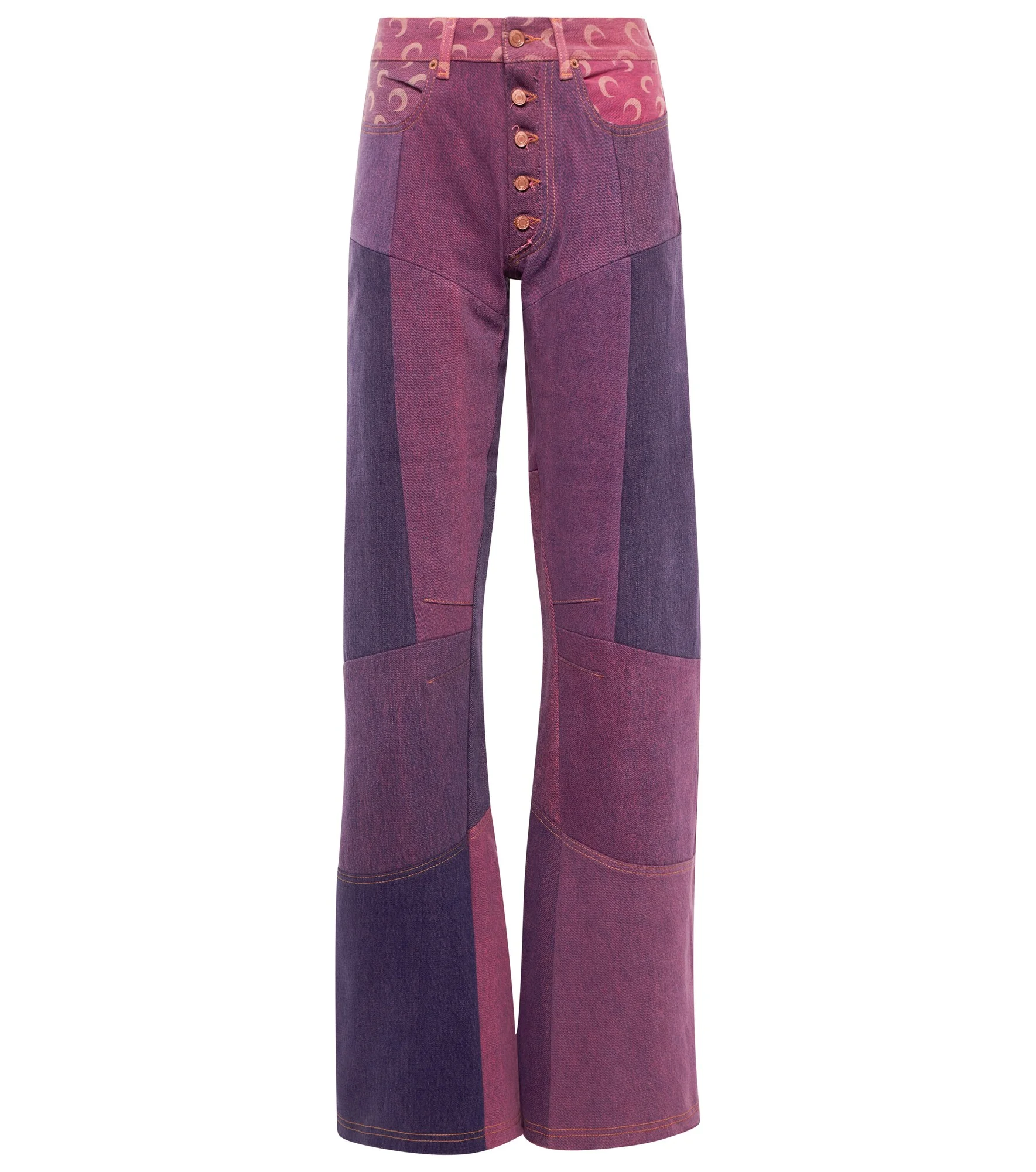Paneled high-rise wide-leg jeans - 1