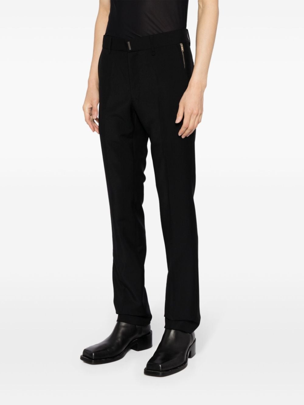 pleat-detail straight-leg trousers - 3