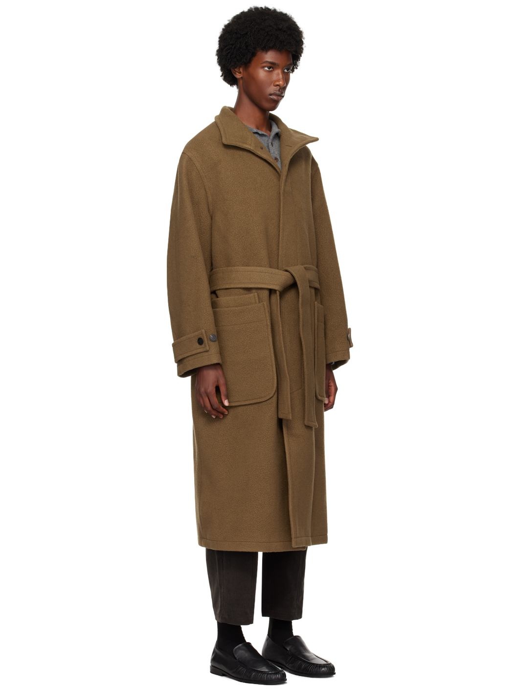 Brown High Neck Coat - 2