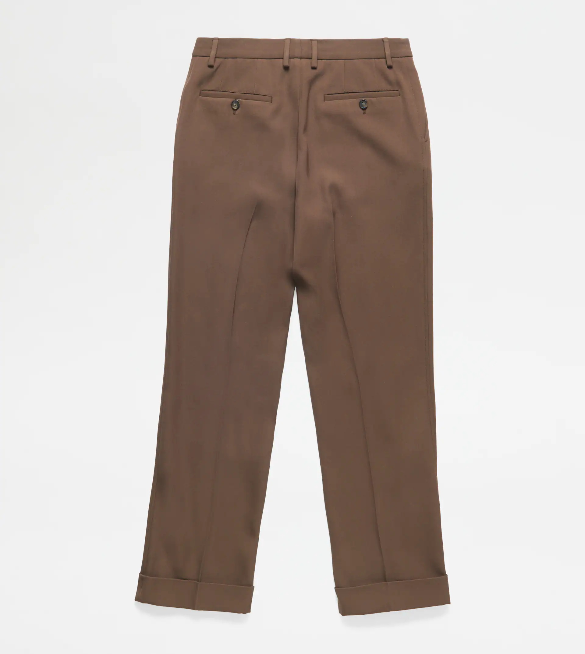 FLARE TROUSERS IN WOOL - BROWN - 7