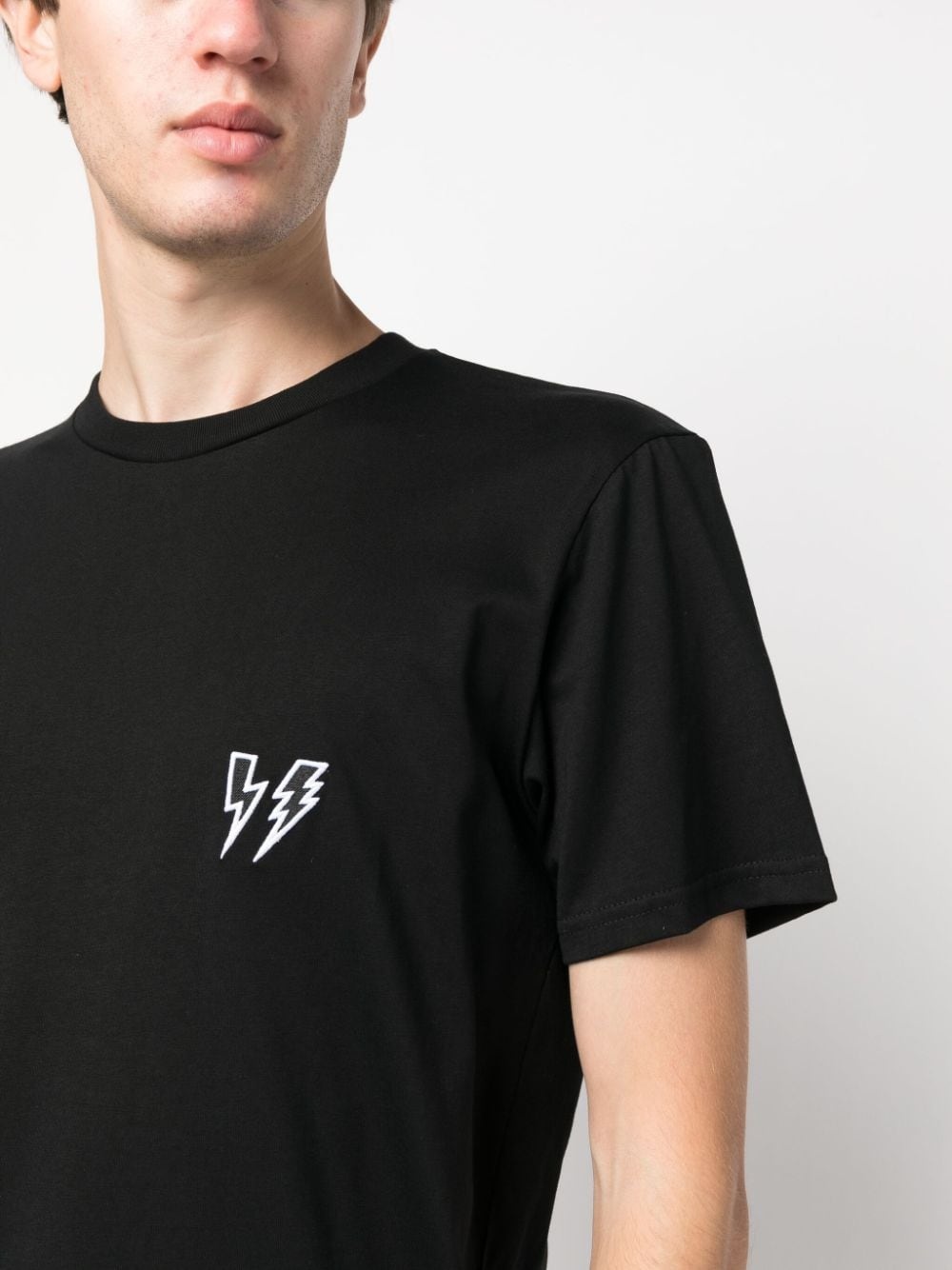Thunderbolt-embroidered cotton T-shirt - 5